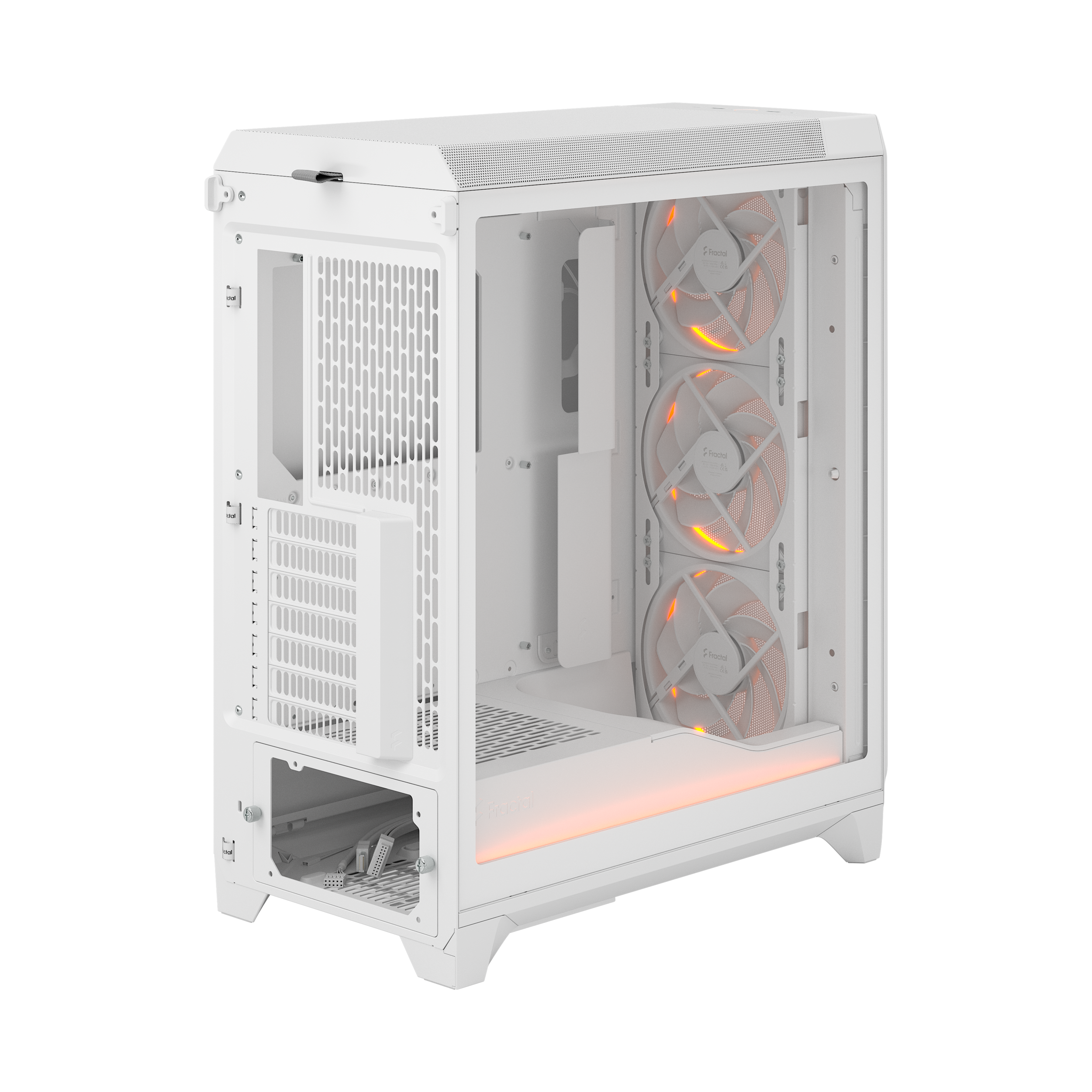 A large main feature product image of Fractal Design Meshify 3 Ambience Pro RGB TG Mid Tower Case (White)