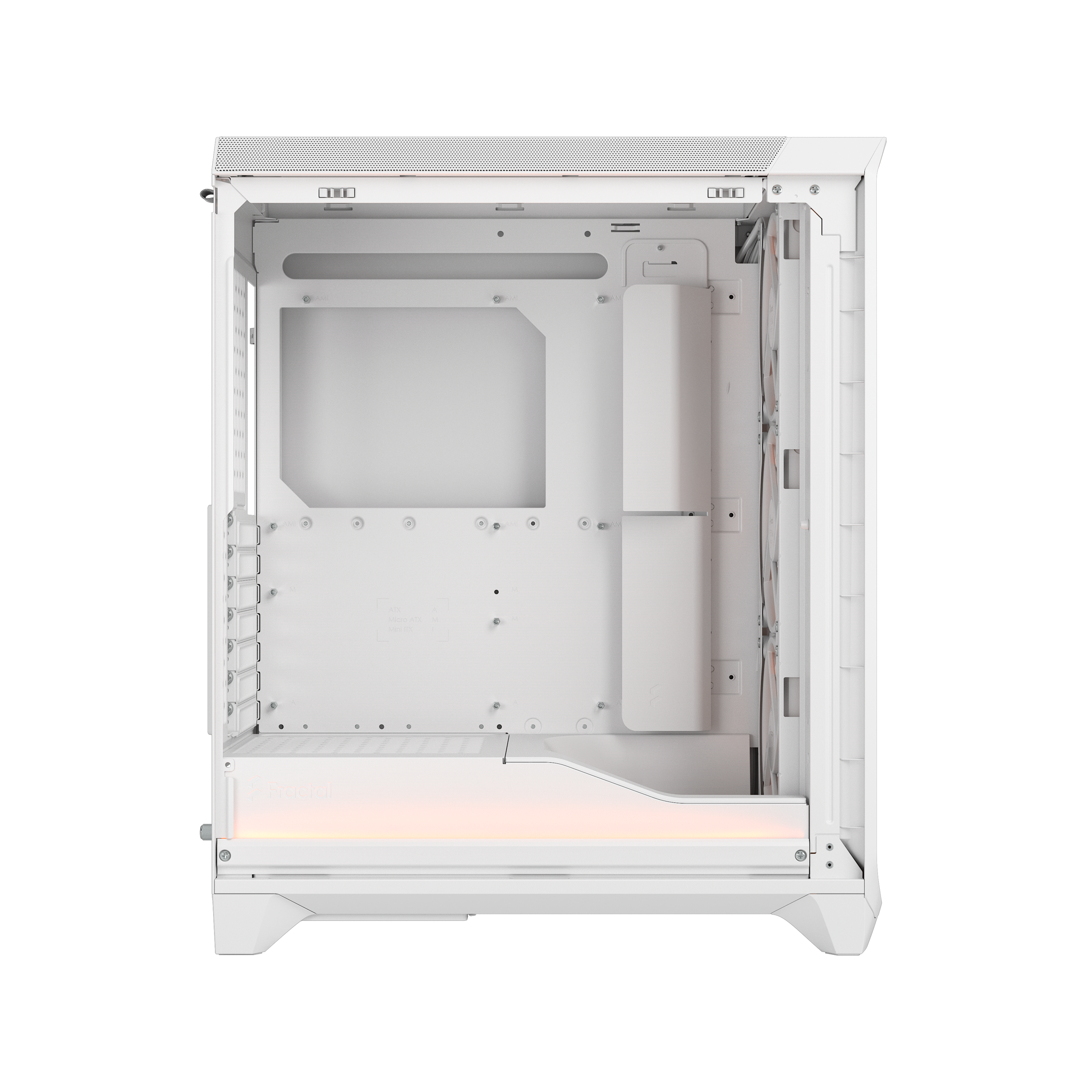 A large main feature product image of Fractal Design Meshify 3 Ambience Pro RGB TG Mid Tower Case (White)