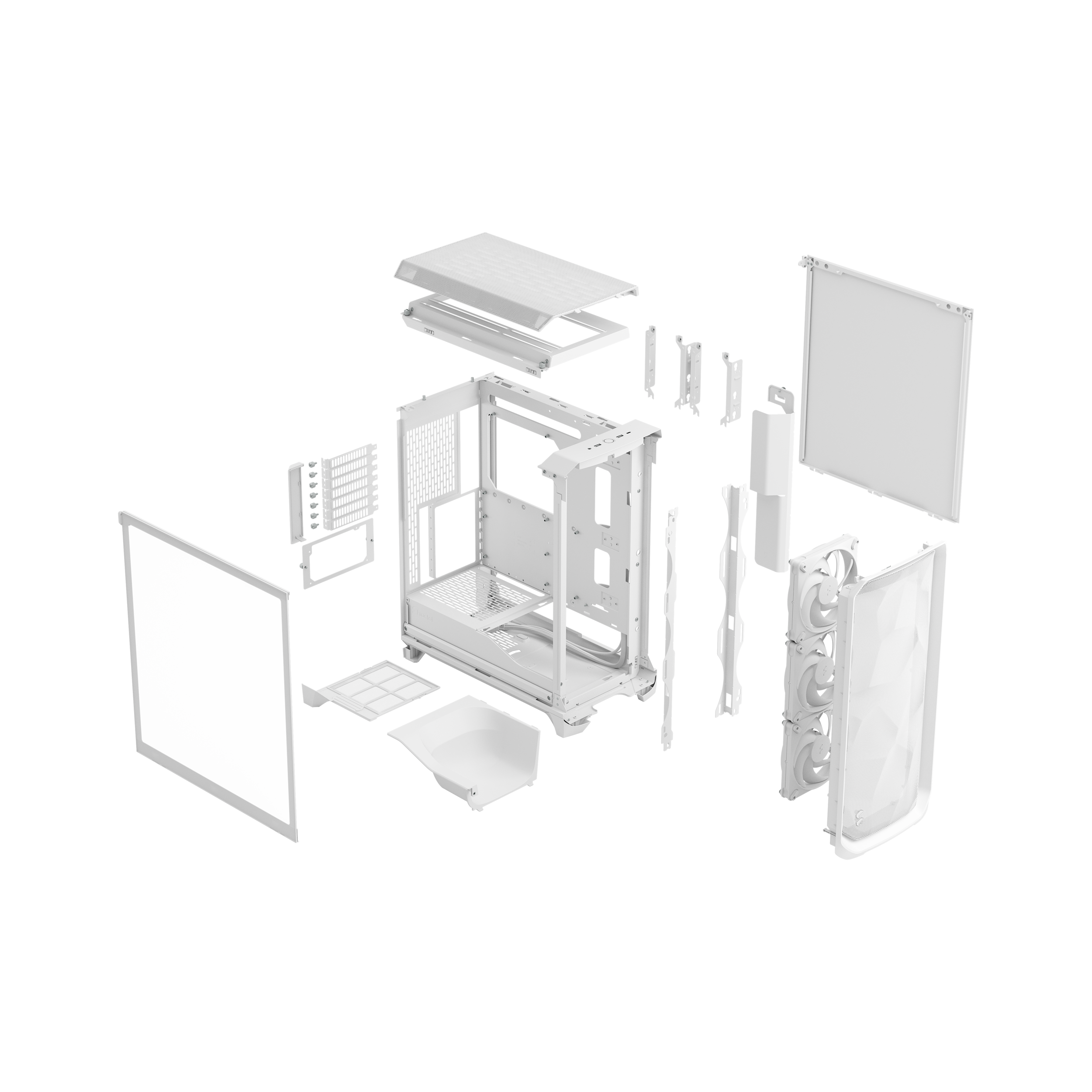 A large main feature product image of Fractal Design Meshify 3 TG Mid Tower Case (White)