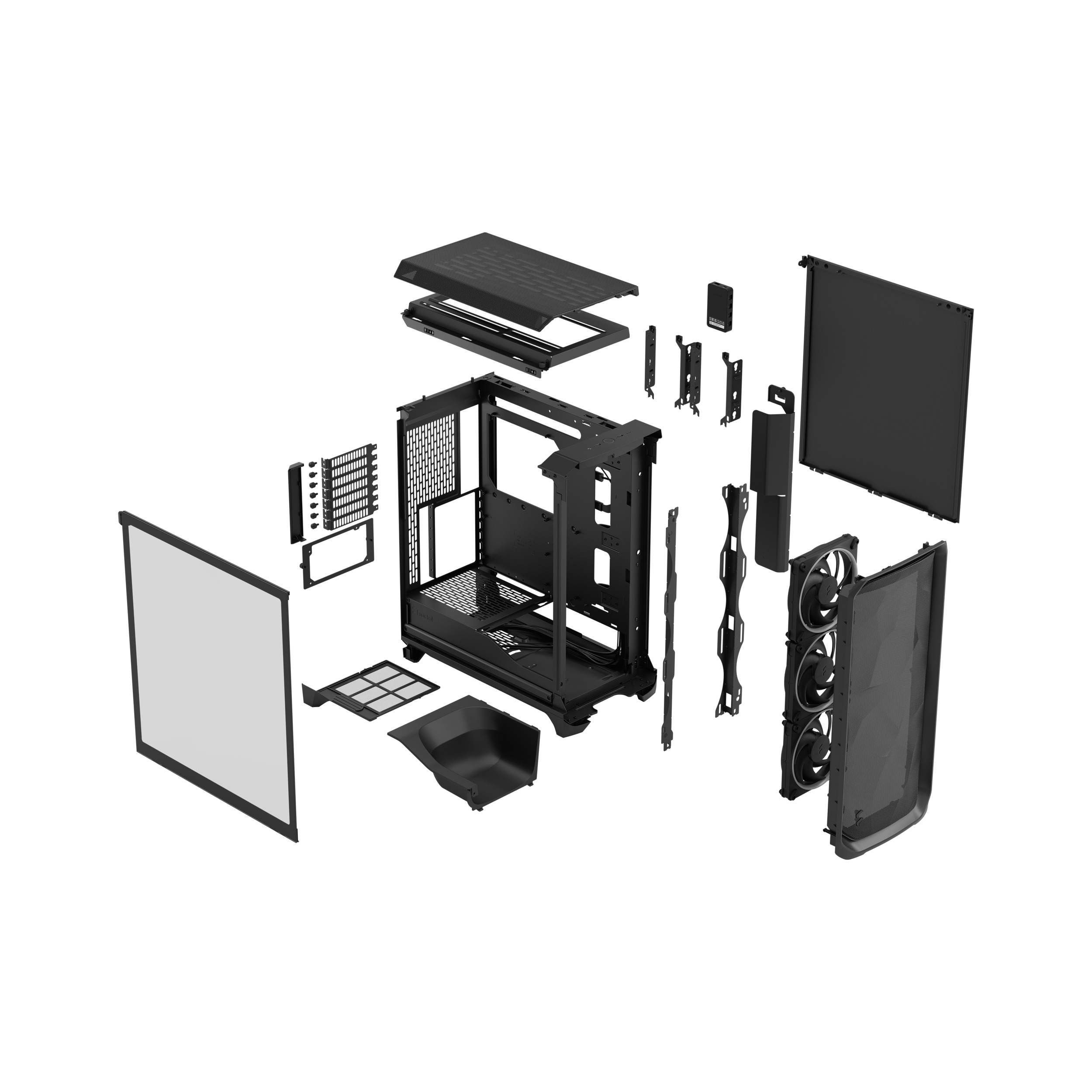 A large main feature product image of Fractal Design Meshify 3 Ambience Pro RGB TG Mid Tower Case (Black)
