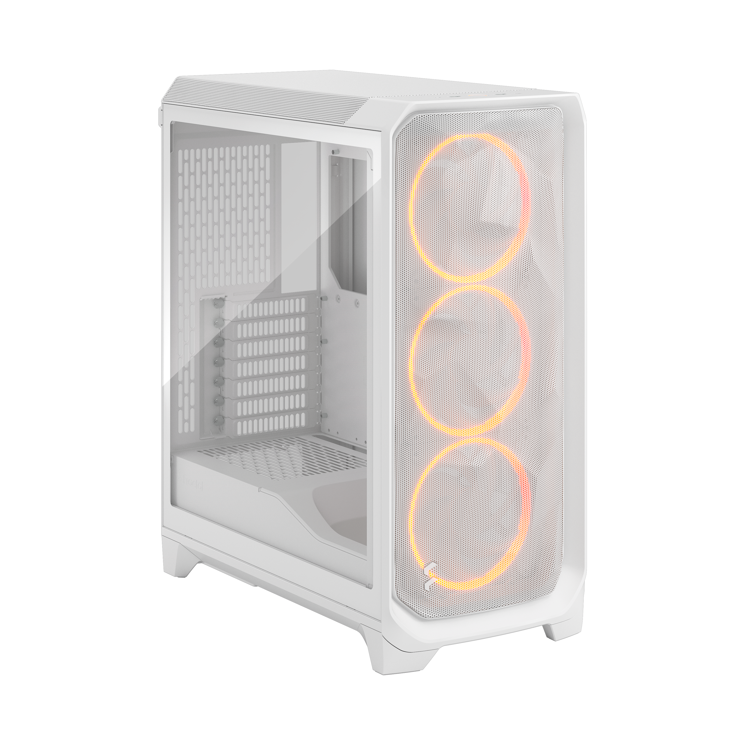 A large main feature product image of Fractal Design Meshify 3 RGB TG Mid Tower Case (White)