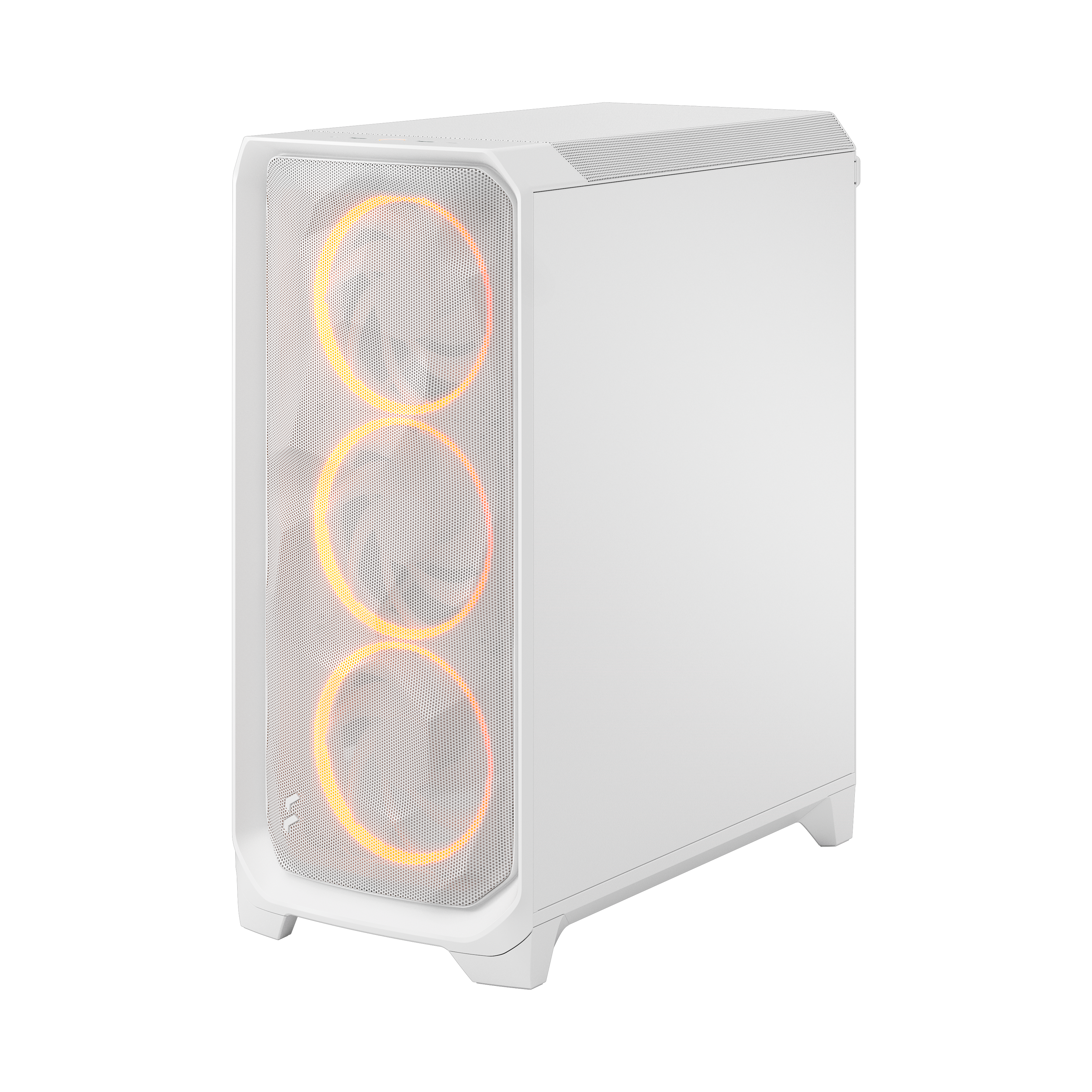 A large main feature product image of Fractal Design Meshify 3 RGB TG Mid Tower Case (White)