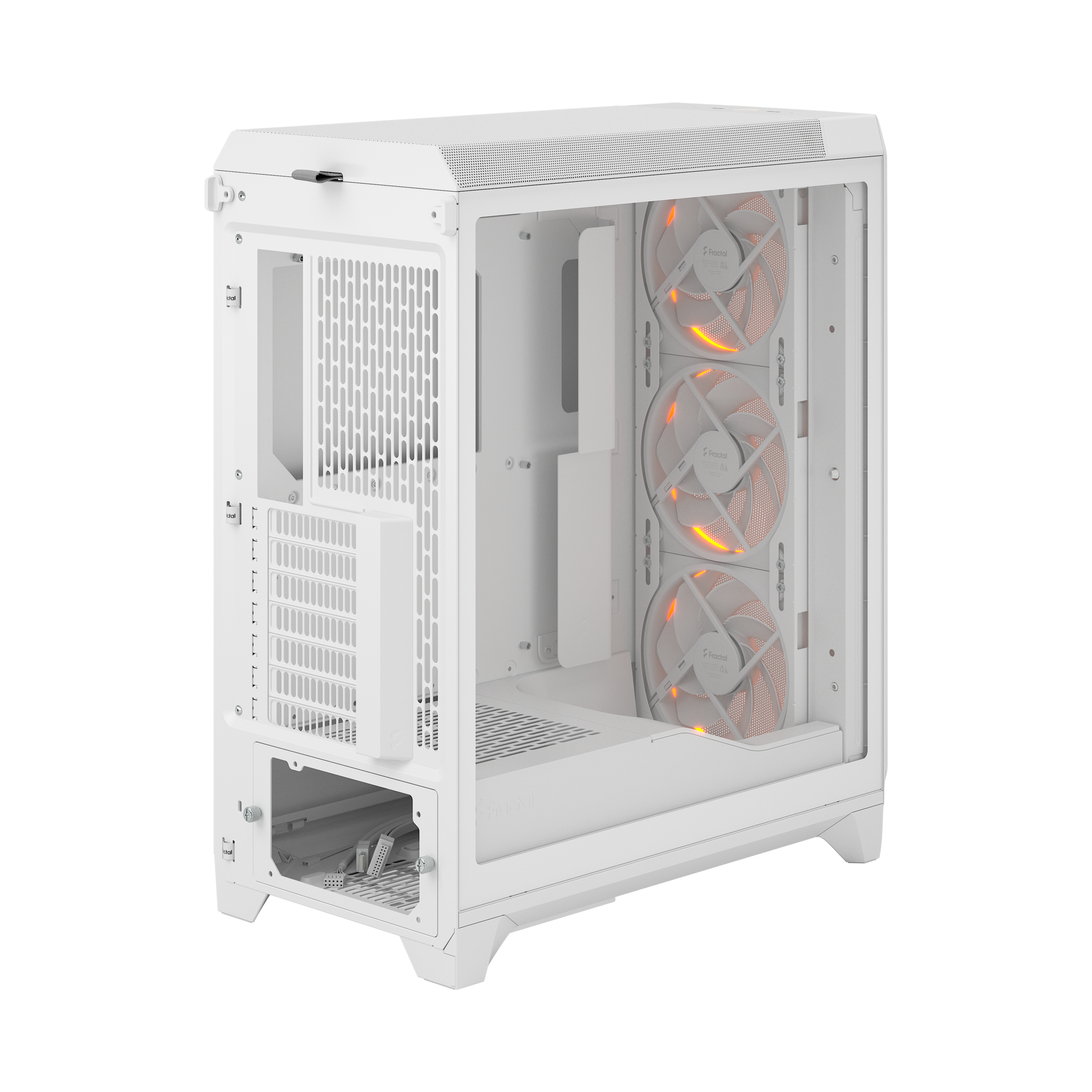 A large main feature product image of Fractal Design Meshify 3 RGB TG Mid Tower Case (White)