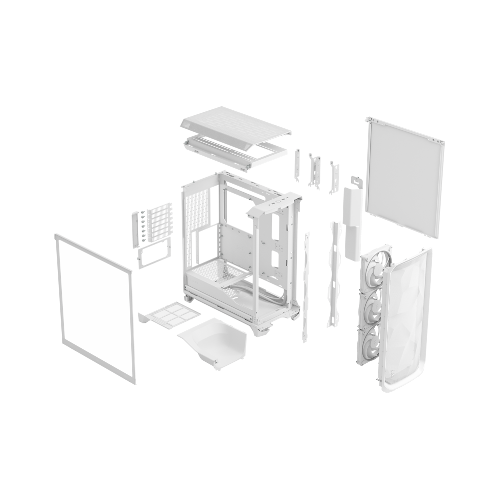 A large main feature product image of Fractal Design Meshify 3 RGB TG Mid Tower Case (White)