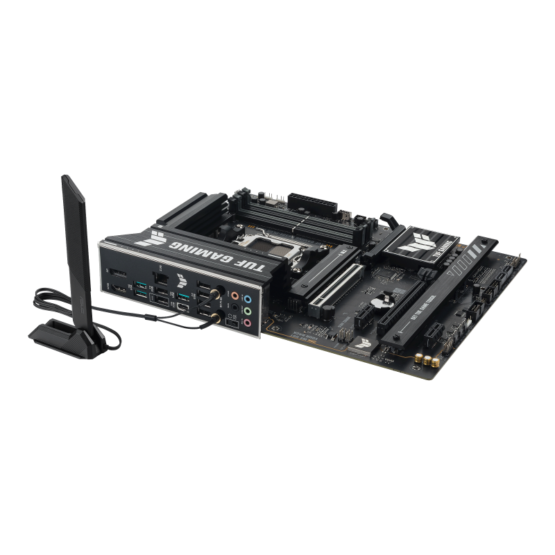 A large main feature product image of ASUS TUF Gaming B650E-Plus WiFi AM5 ATX Desktop Motherboard