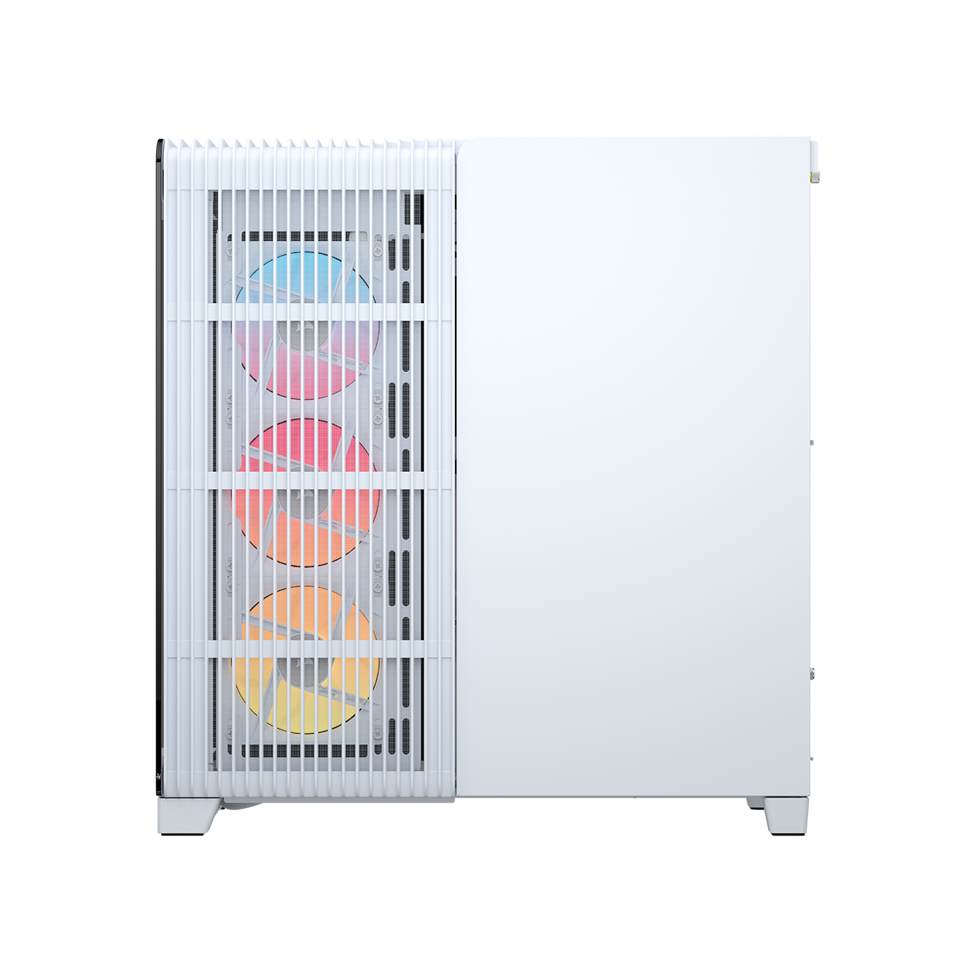 A large main feature product image of Corsair FRAME 4500X LX-R RGB LINK Panoramic Glass Mid Tower Case (White)