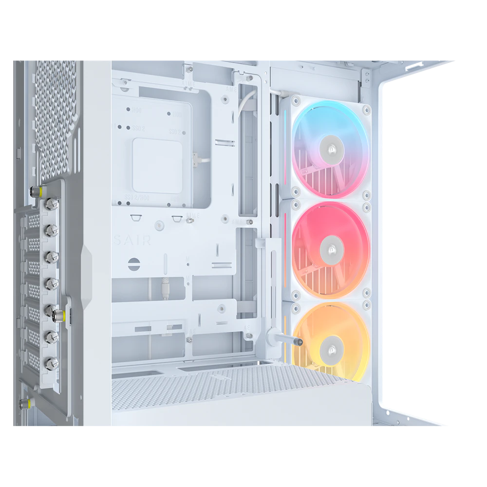 A large main feature product image of Corsair FRAME 4500X LX-R RGB LINK Panoramic Glass Mid Tower Case (White)