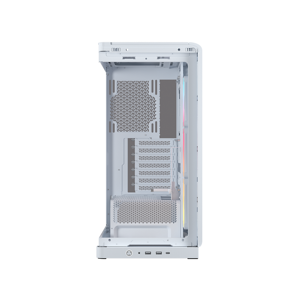 A large main feature product image of Corsair FRAME 4500X LX-R RGB LINK Panoramic Glass Mid Tower Case (White)