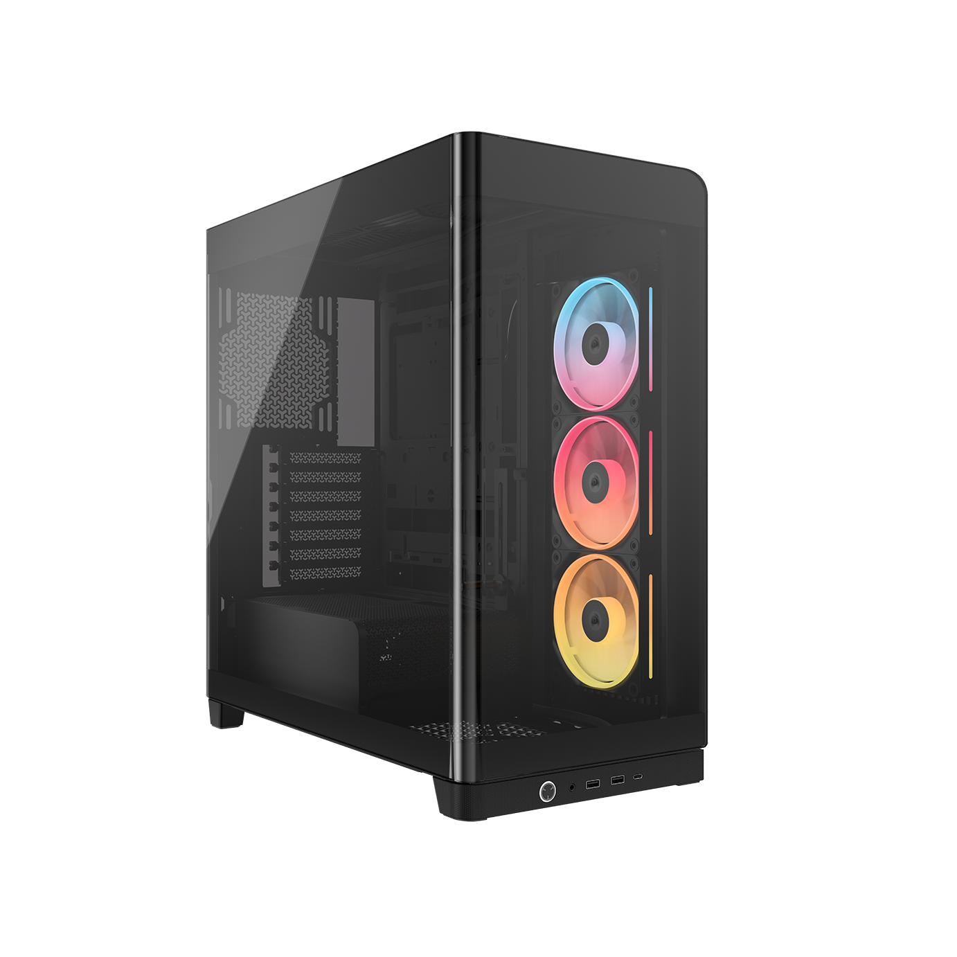 A large main feature product image of Corsair FRAME 4500X LX-R RGB LINK Panoramic Glass Mid Tower Case (Black)
