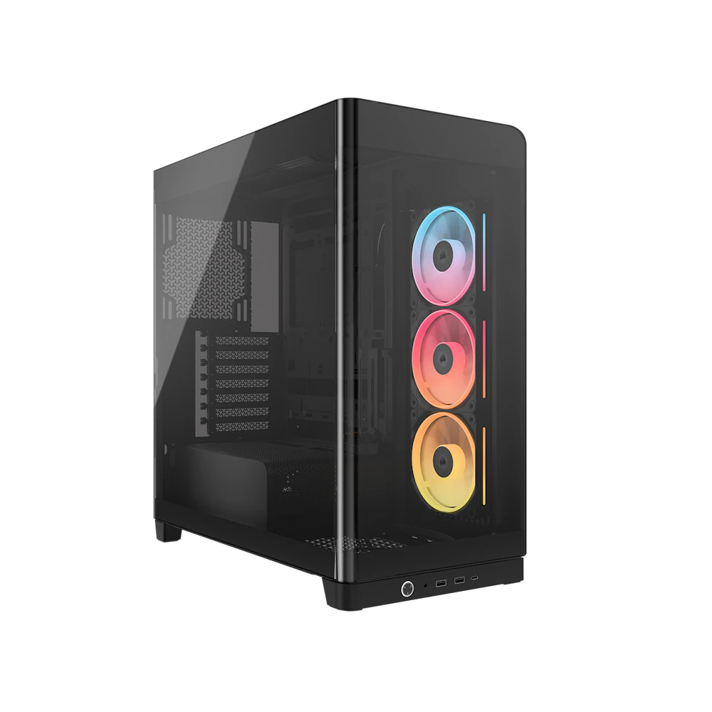 A large main feature product image of Corsair FRAME 4500X LX-R RGB LINK Panoramic Glass Mid Tower Case (Black)