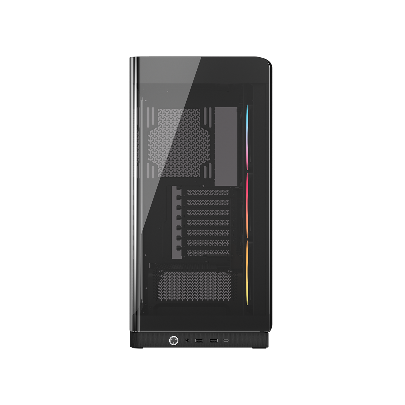 A large main feature product image of Corsair FRAME 4500X LX-R RGB LINK Panoramic Glass Mid Tower Case (Black)