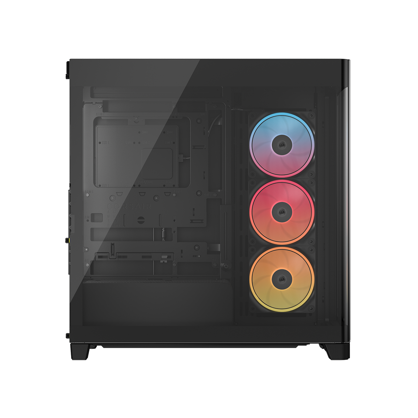 A large main feature product image of Corsair FRAME 4500X LX-R RGB LINK Panoramic Glass Mid Tower Case (Black)