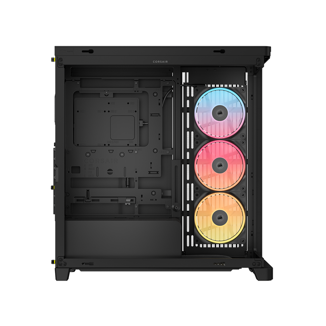 A large main feature product image of Corsair FRAME 4500X LX-R RGB LINK Panoramic Glass Mid Tower Case (Black)