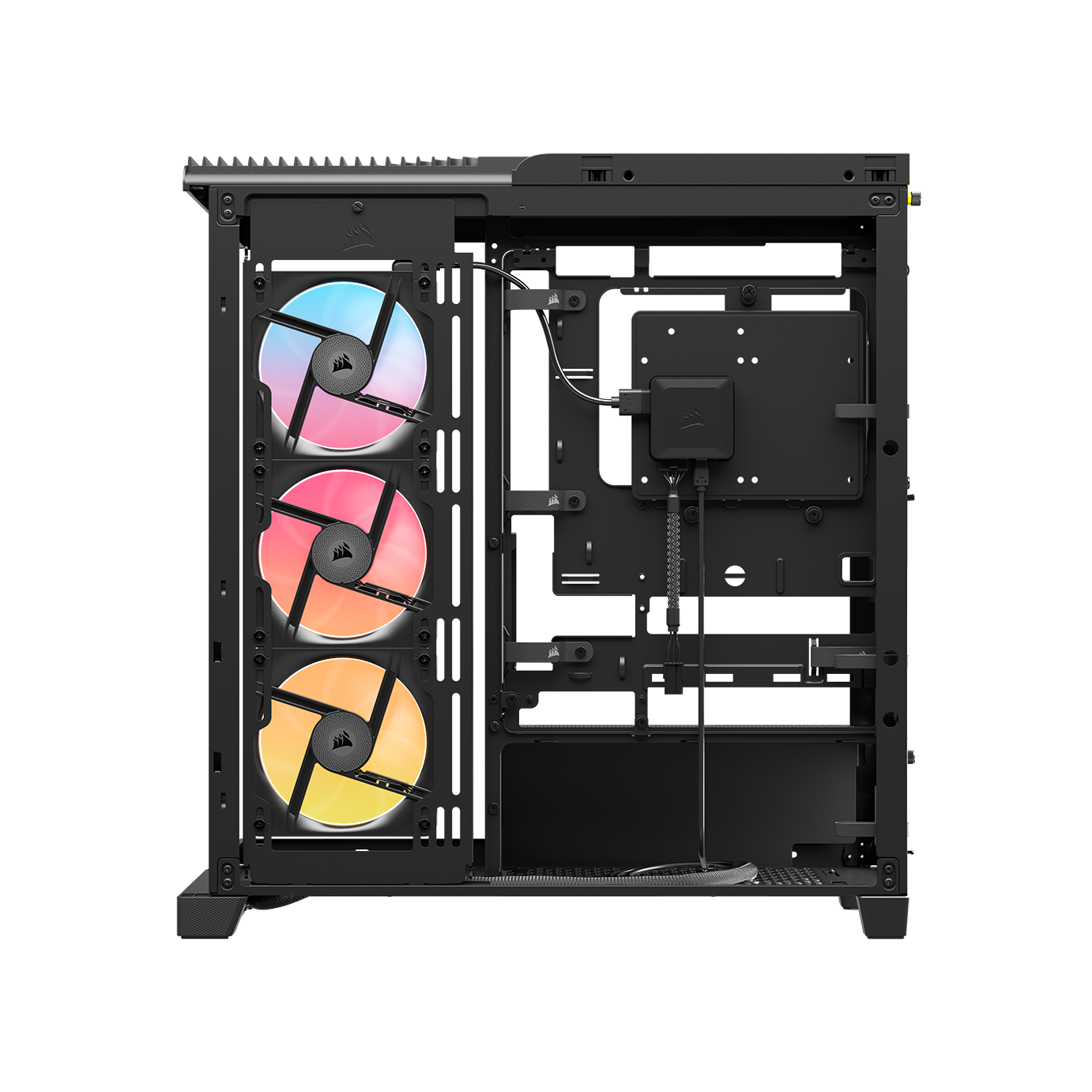 A large main feature product image of Corsair FRAME 4500X LX-R RGB LINK Panoramic Glass Mid Tower Case (Black)