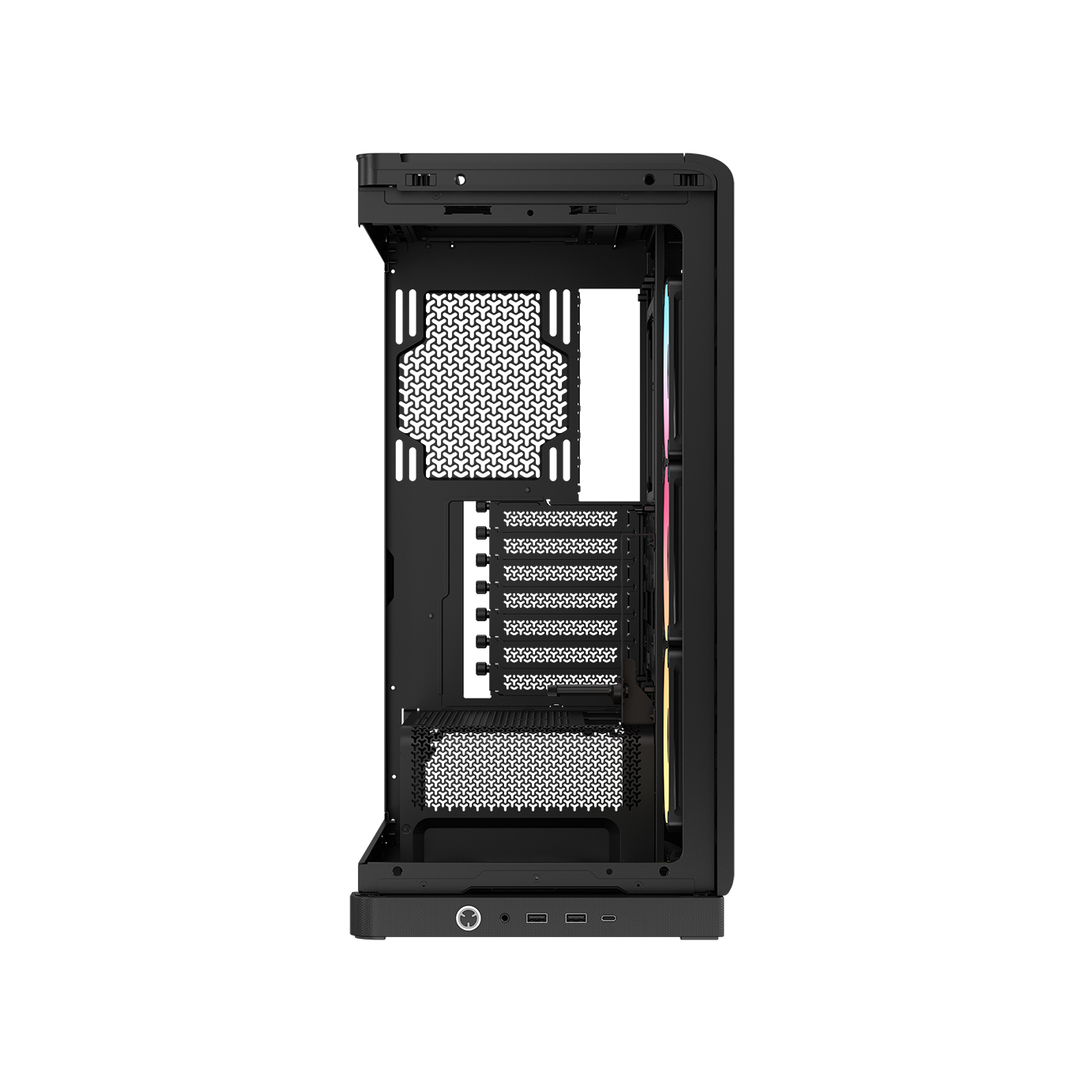 A large main feature product image of Corsair FRAME 4500X LX-R RGB LINK Panoramic Glass Mid Tower Case (Black)