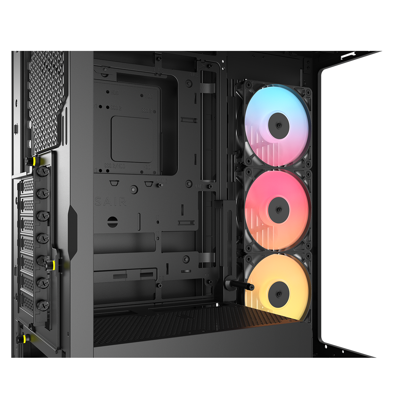 A large main feature product image of Corsair FRAME 4500X RS-R ARGB Panoramic Glass Mid Tower Case (Black)