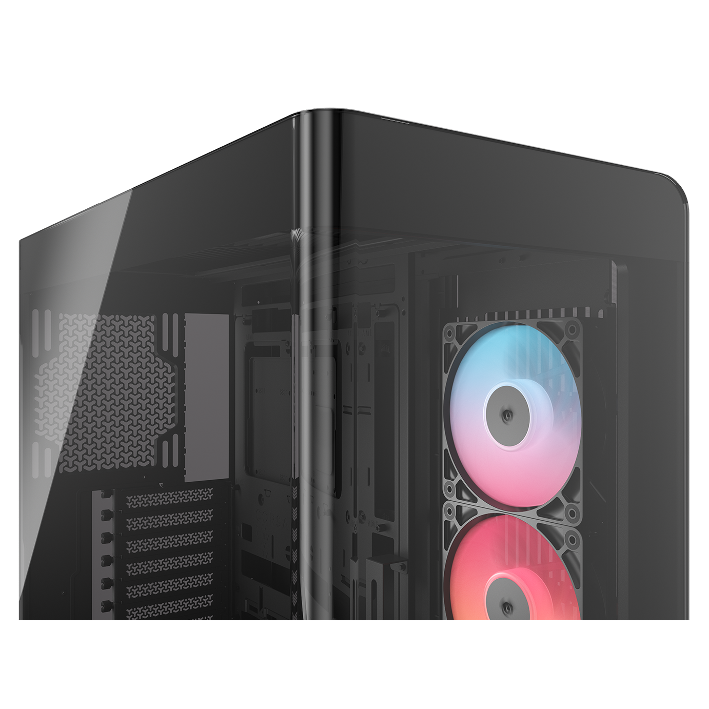 A large main feature product image of Corsair FRAME 4500X RS-R ARGB Panoramic Glass Mid Tower Case (Black)