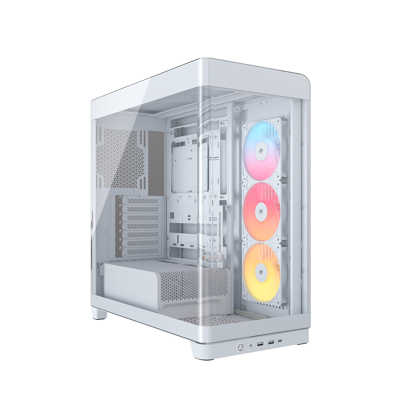A large main feature product image of Corsair FRAME 4500X RS-R ARGB Panoramic Glass Mid Tower Case (White)