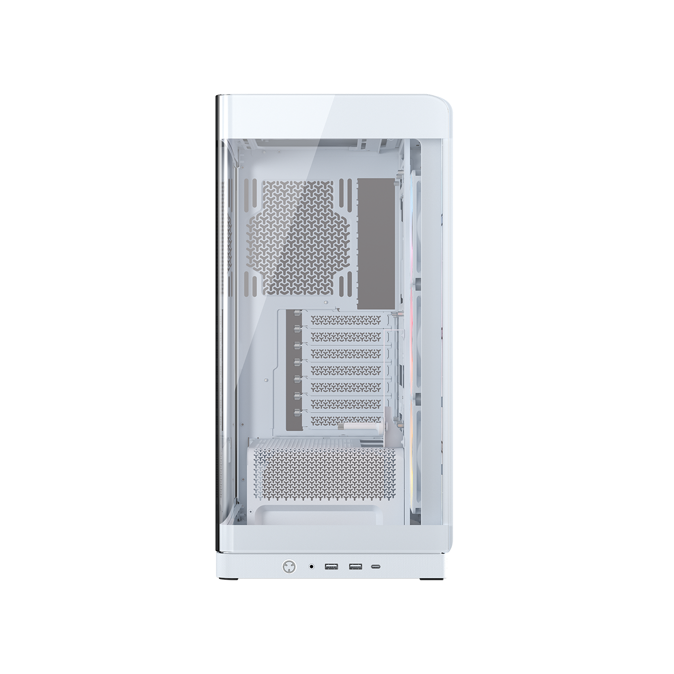 A large main feature product image of Corsair FRAME 4500X RS-R ARGB Panoramic Glass Mid Tower Case (White)