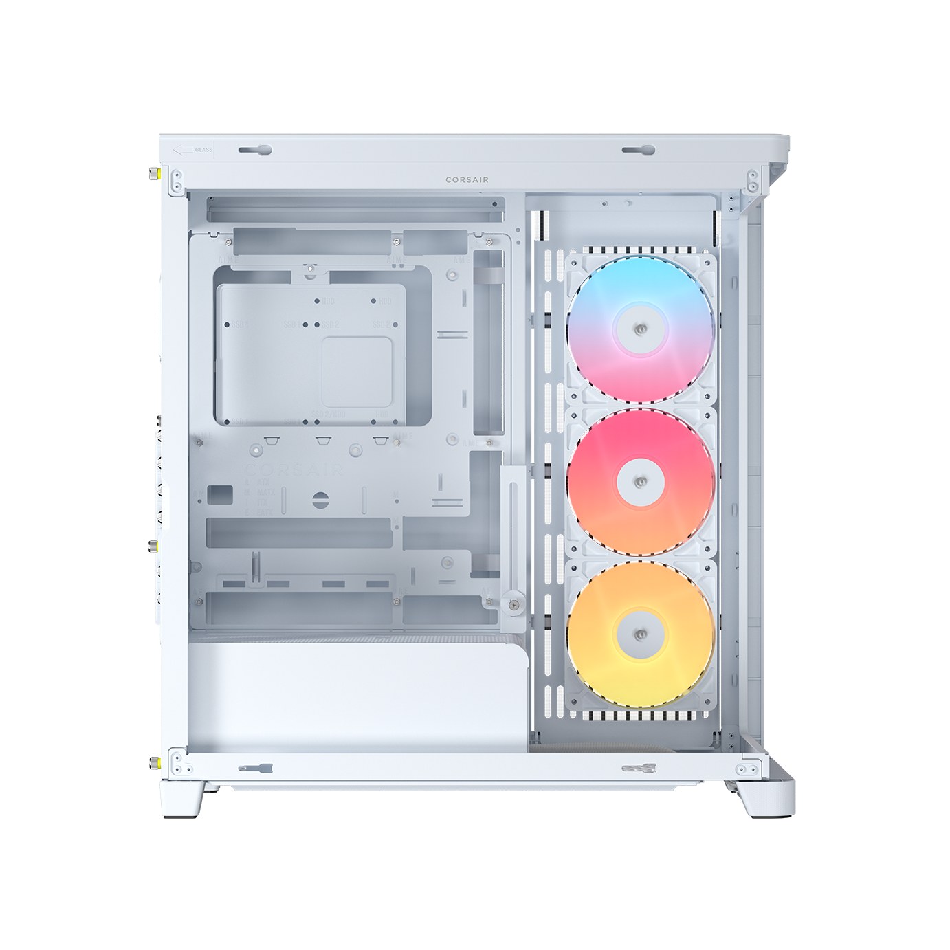 A large main feature product image of Corsair FRAME 4500X RS-R ARGB Panoramic Glass Mid Tower Case (White)