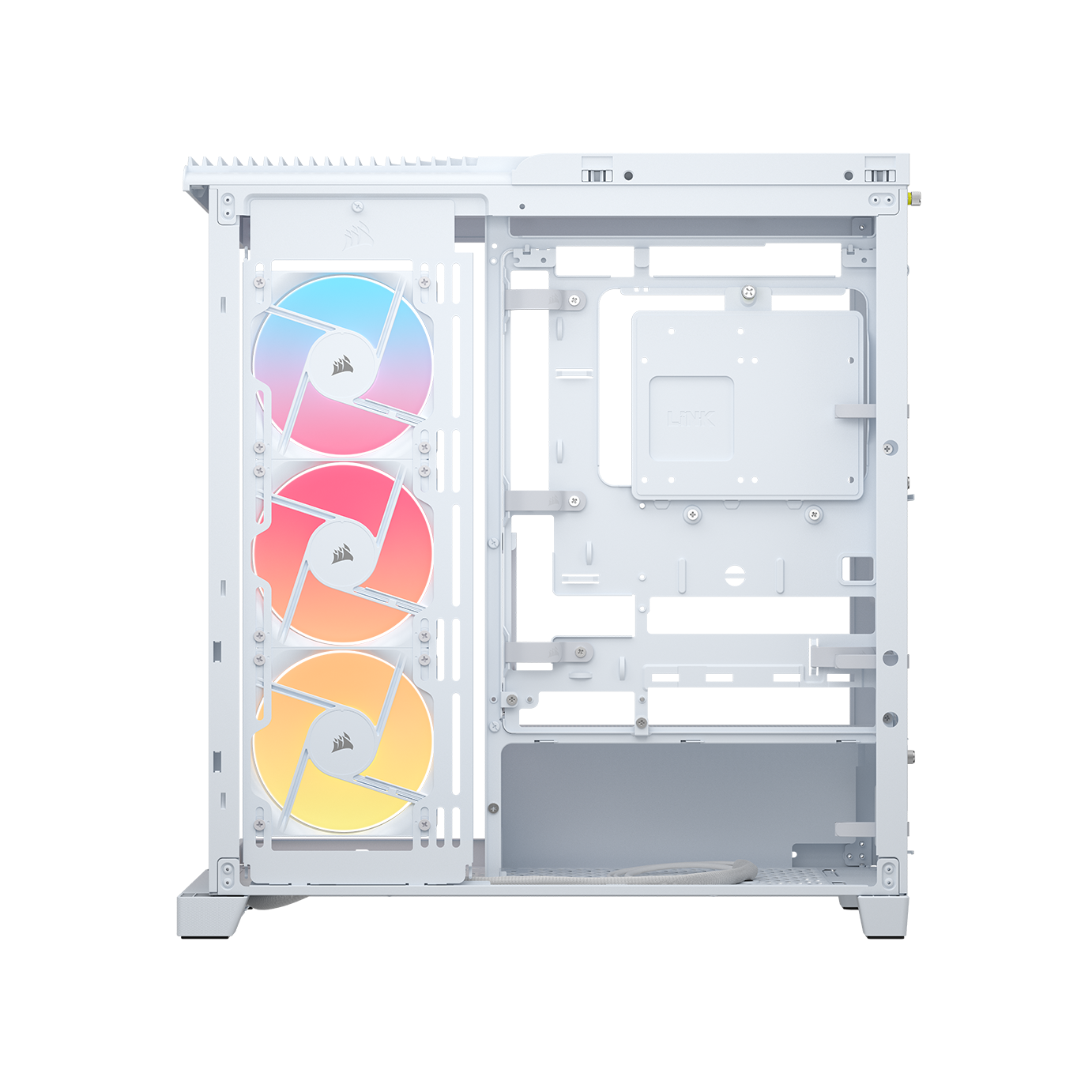 A large main feature product image of Corsair FRAME 4500X RS-R ARGB Panoramic Glass Mid Tower Case (White)