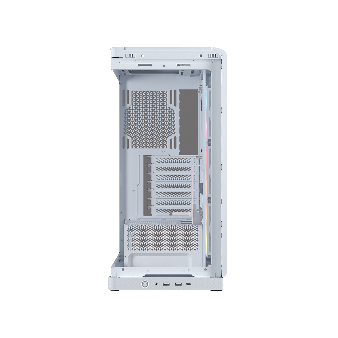 A large main feature product image of Corsair FRAME 4500X RS-R ARGB Panoramic Glass Mid Tower Case (White)