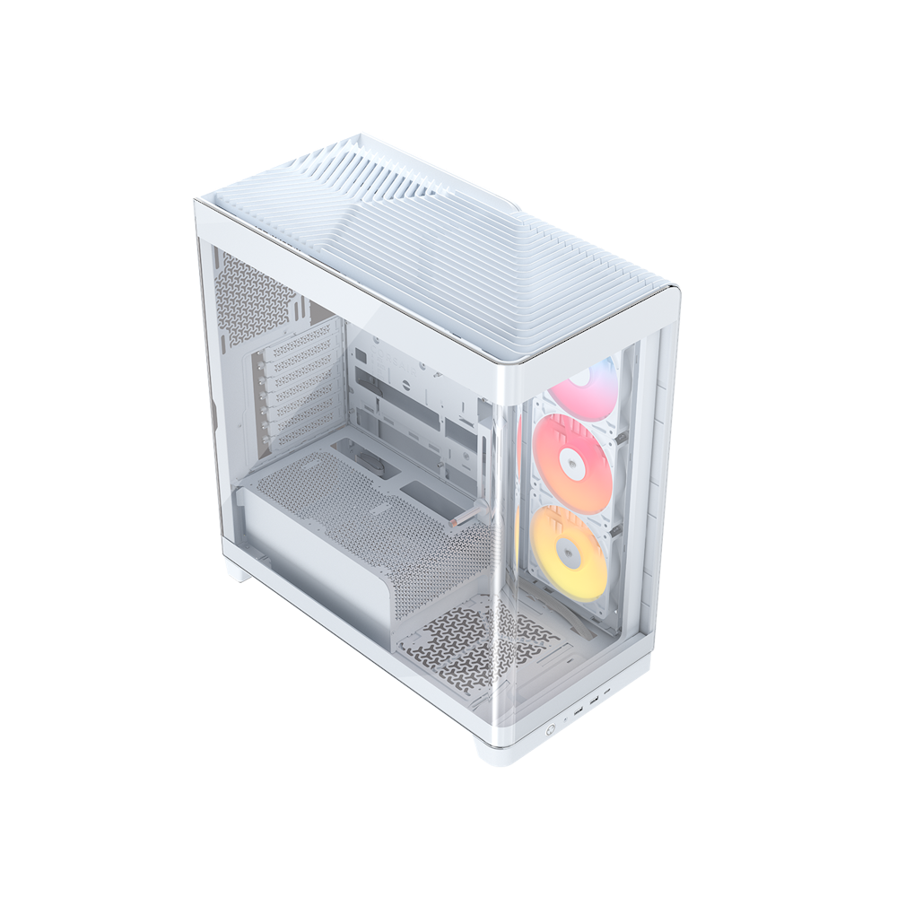 A large main feature product image of Corsair FRAME 4500X RS-R ARGB Panoramic Glass Mid Tower Case (White)