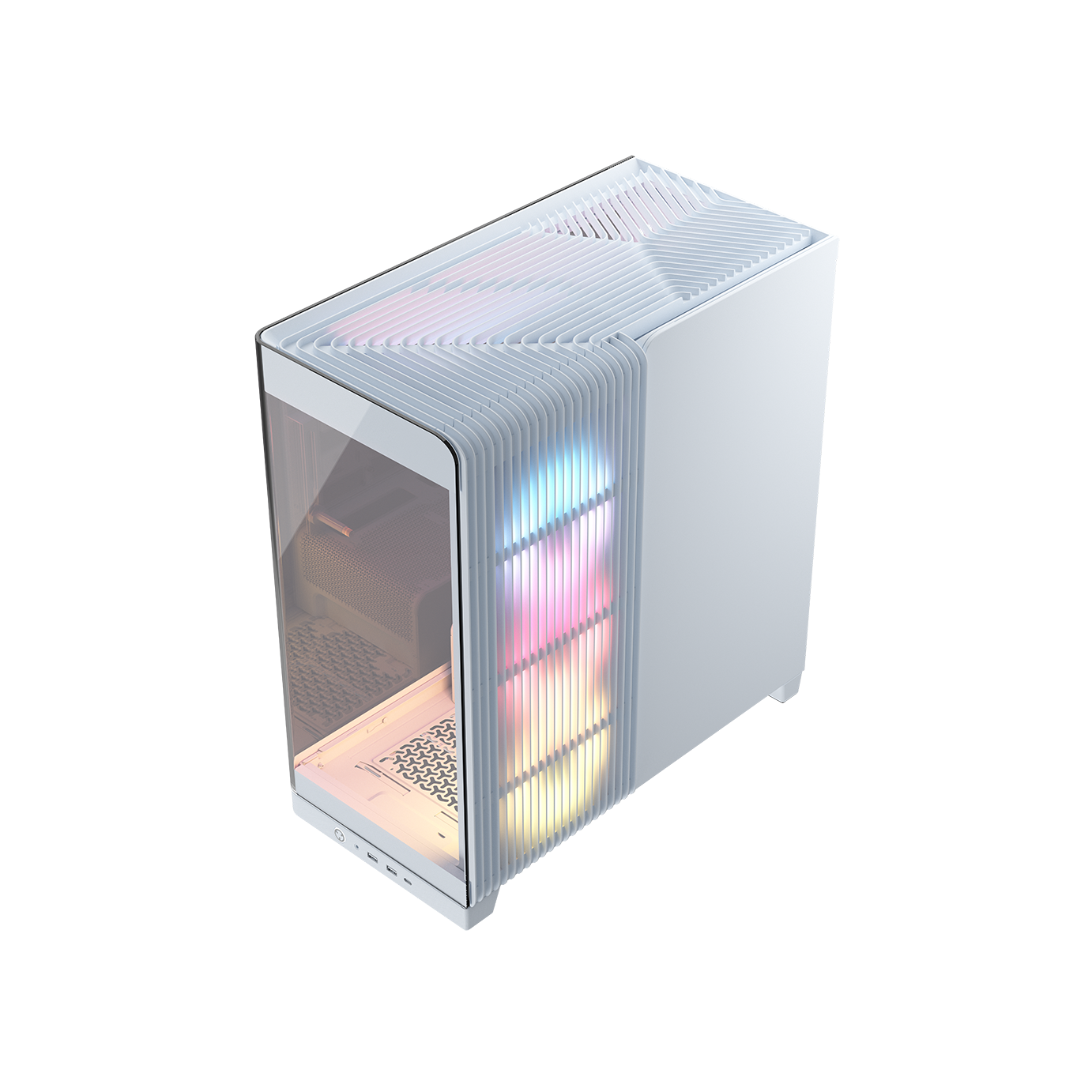 A large main feature product image of Corsair FRAME 4500X RS-R ARGB Panoramic Glass Mid Tower Case (White)