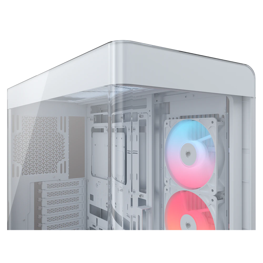A large main feature product image of Corsair FRAME 4500X RS-R ARGB Panoramic Glass Mid Tower Case (White)