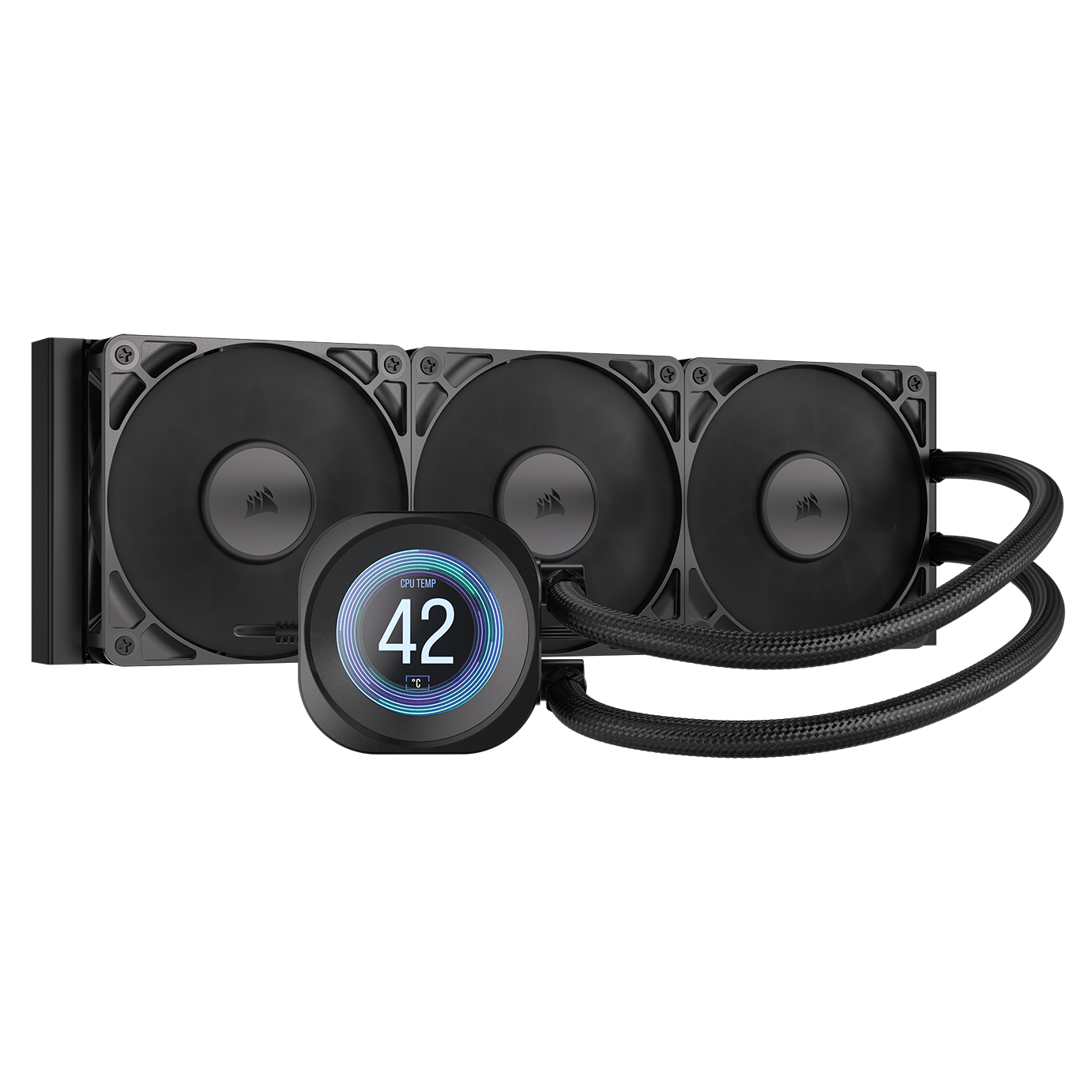 A large main feature product image of Corsair NAUTILUS 360 RS LCD - 360mm AIO Liquid CPU Cooler (Black)