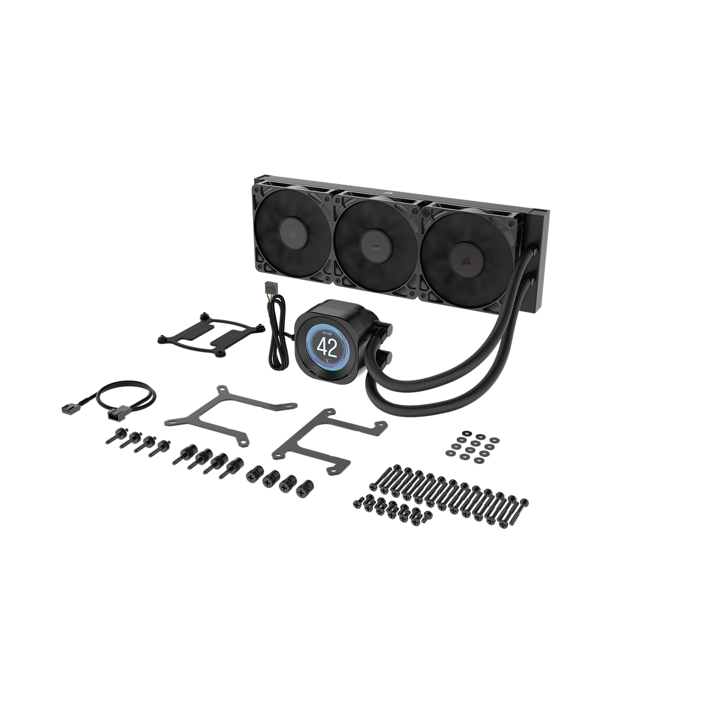 A large main feature product image of Corsair NAUTILUS 360 RS LCD - 360mm AIO Liquid CPU Cooler (Black)