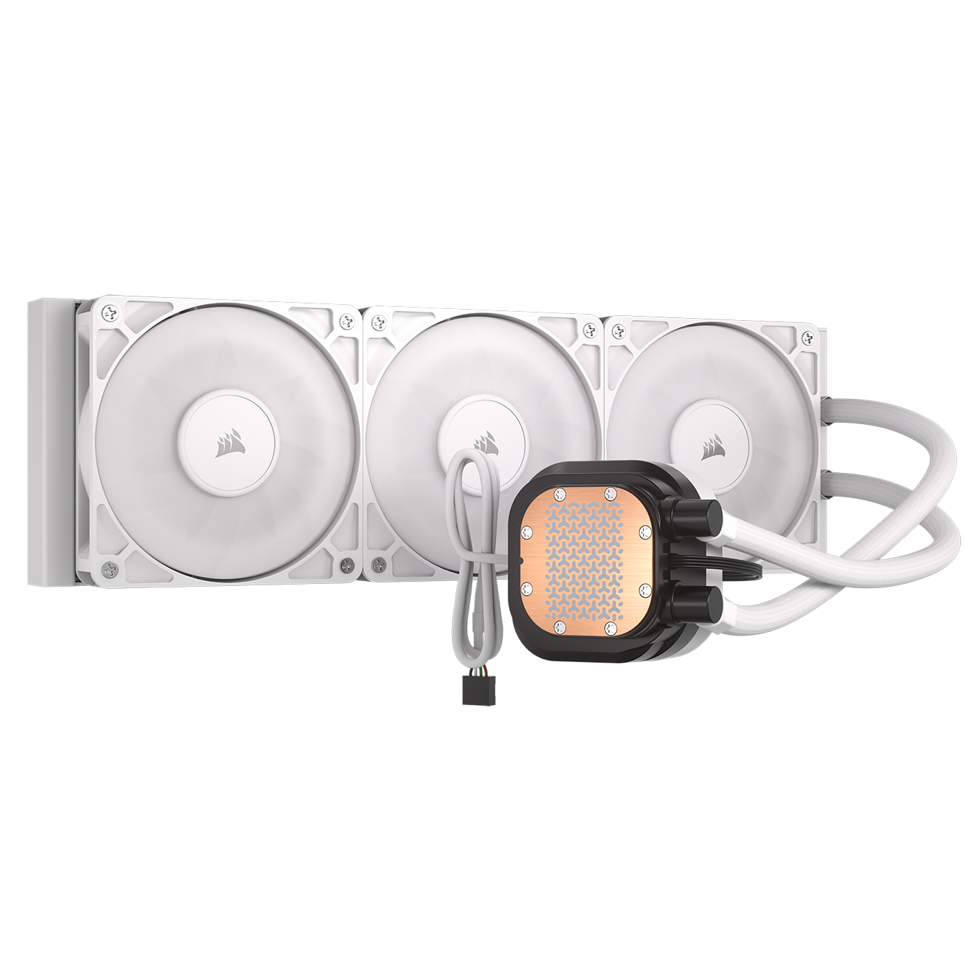 A large main feature product image of Corsair NAUTILUS 360 RS LCD - 360mm AIO Liquid CPU Cooler (White)