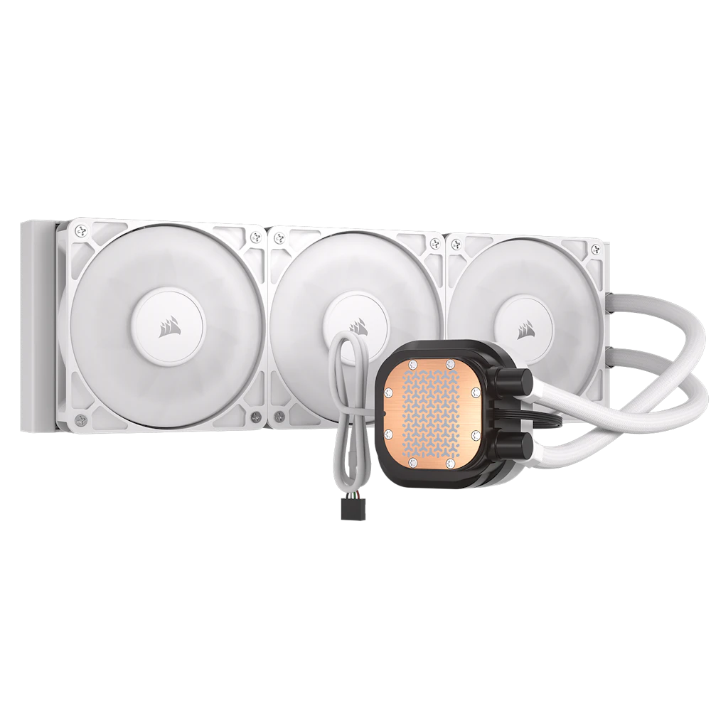 A large main feature product image of Corsair NAUTILUS 360 RS LCD - 360mm AIO Liquid CPU Cooler (White)