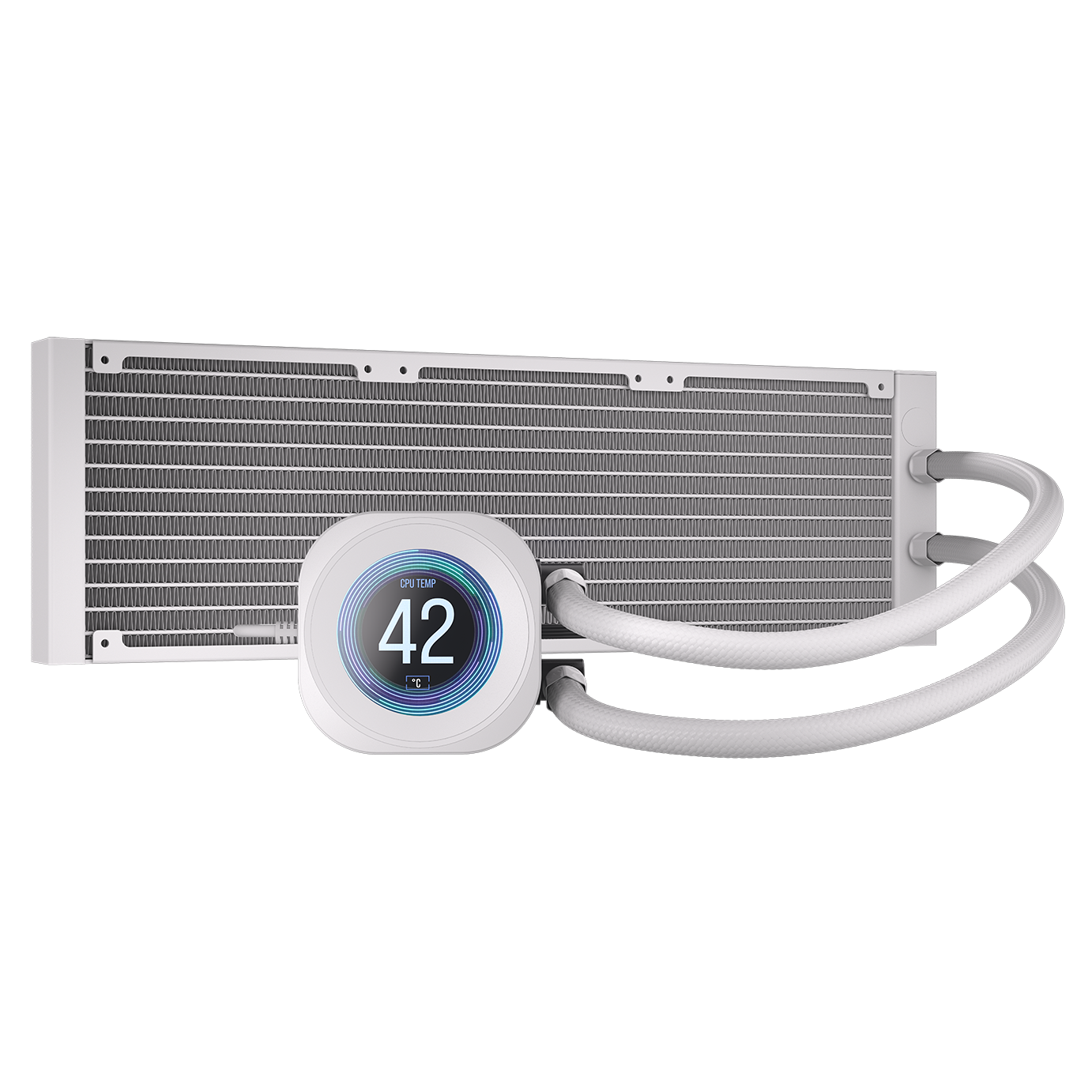 A large main feature product image of Corsair NAUTILUS 360 RS LCD - 360mm AIO Liquid CPU Cooler (White)