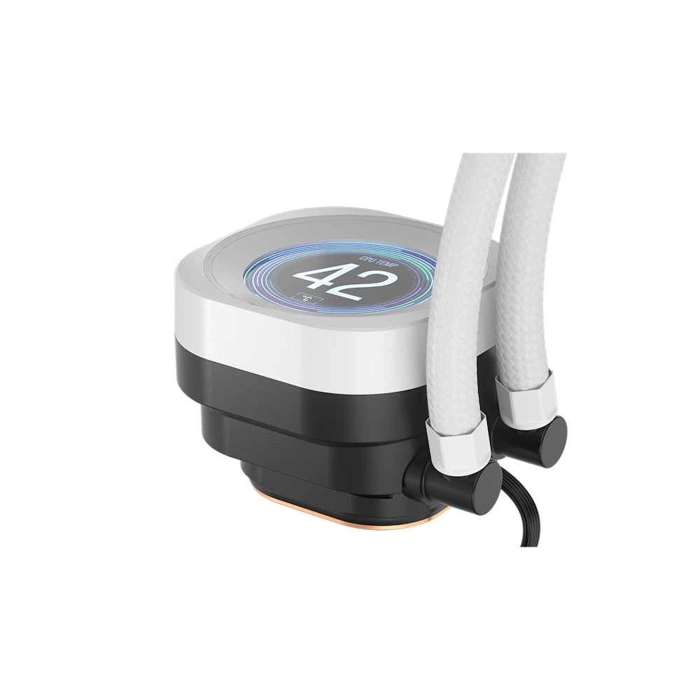 A large main feature product image of Corsair NAUTILUS 360 RS LCD - 360mm AIO Liquid CPU Cooler (White)
