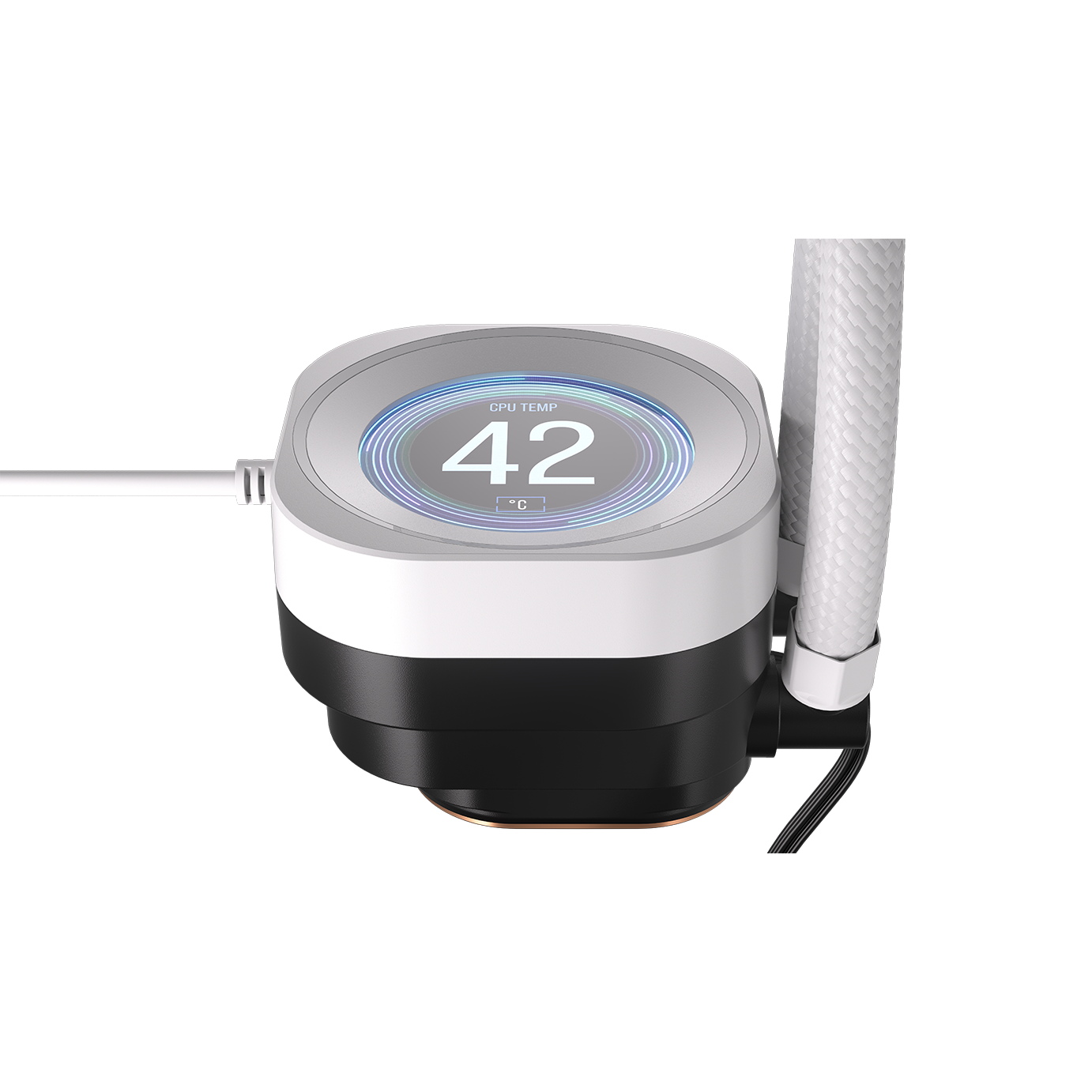 A large main feature product image of Corsair NAUTILUS 360 RS LCD - 360mm AIO Liquid CPU Cooler (White)