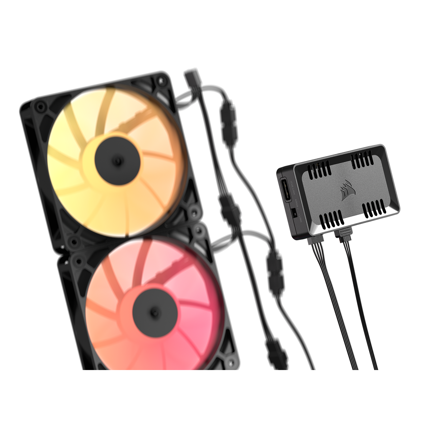 A large main feature product image of Corsair COMMANDER DUO Lighting and Fan Controller - ARGB and iCUE LINK Hybrid