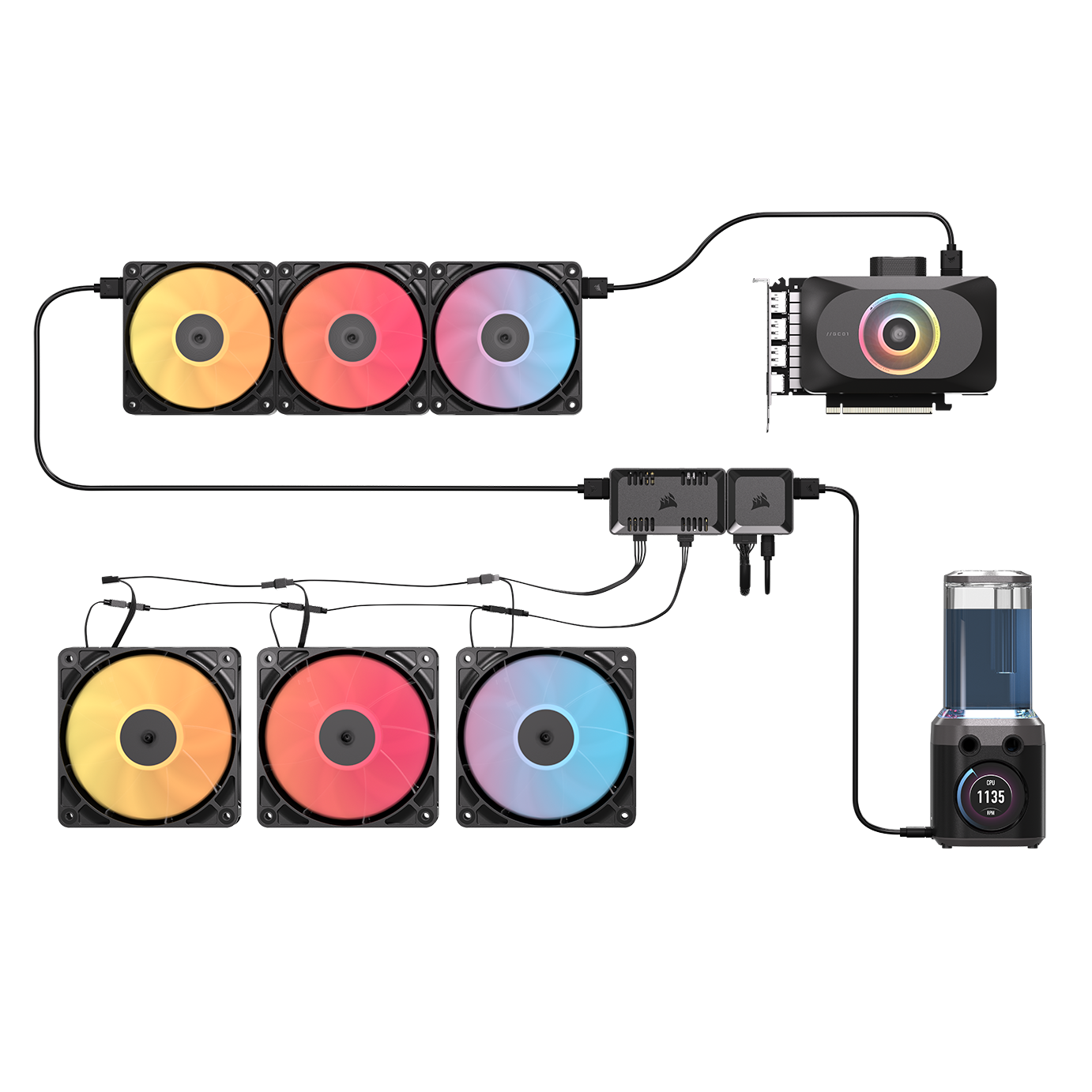 A large main feature product image of Corsair COMMANDER DUO Lighting and Fan Controller - ARGB and iCUE LINK Hybrid