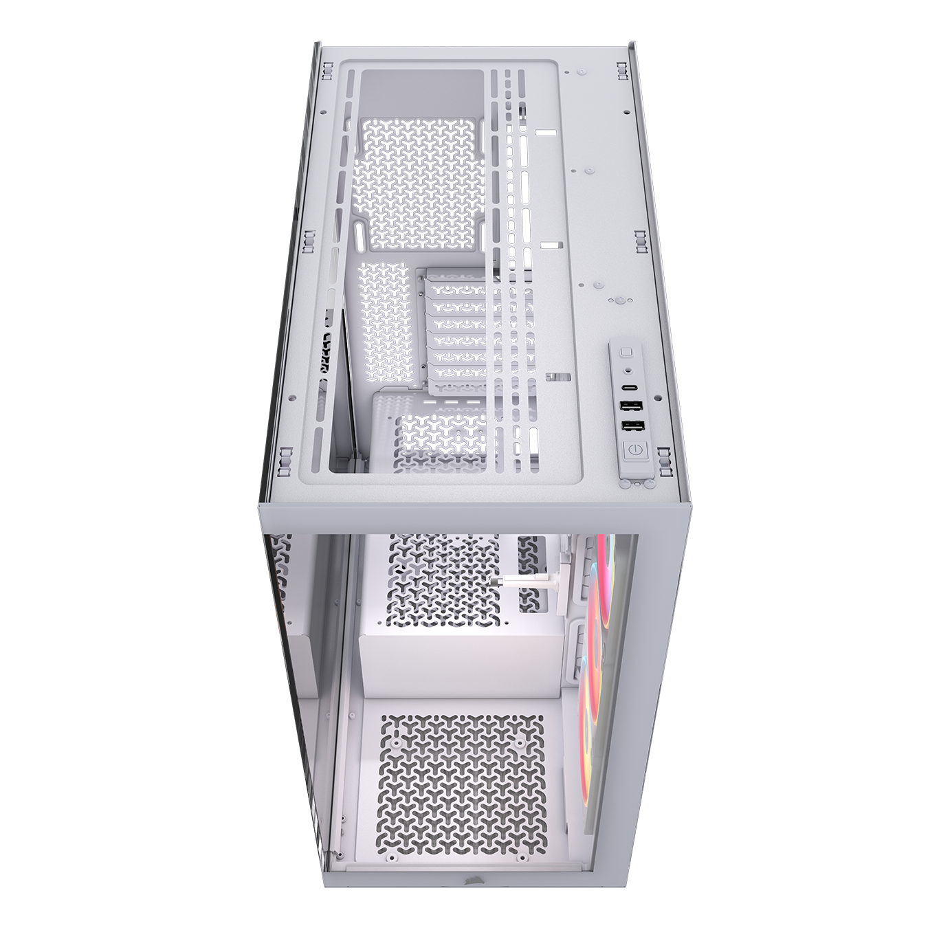 A large main feature product image of Corsair 3500X LX-R RGB LINK Mid Tower Case (White)