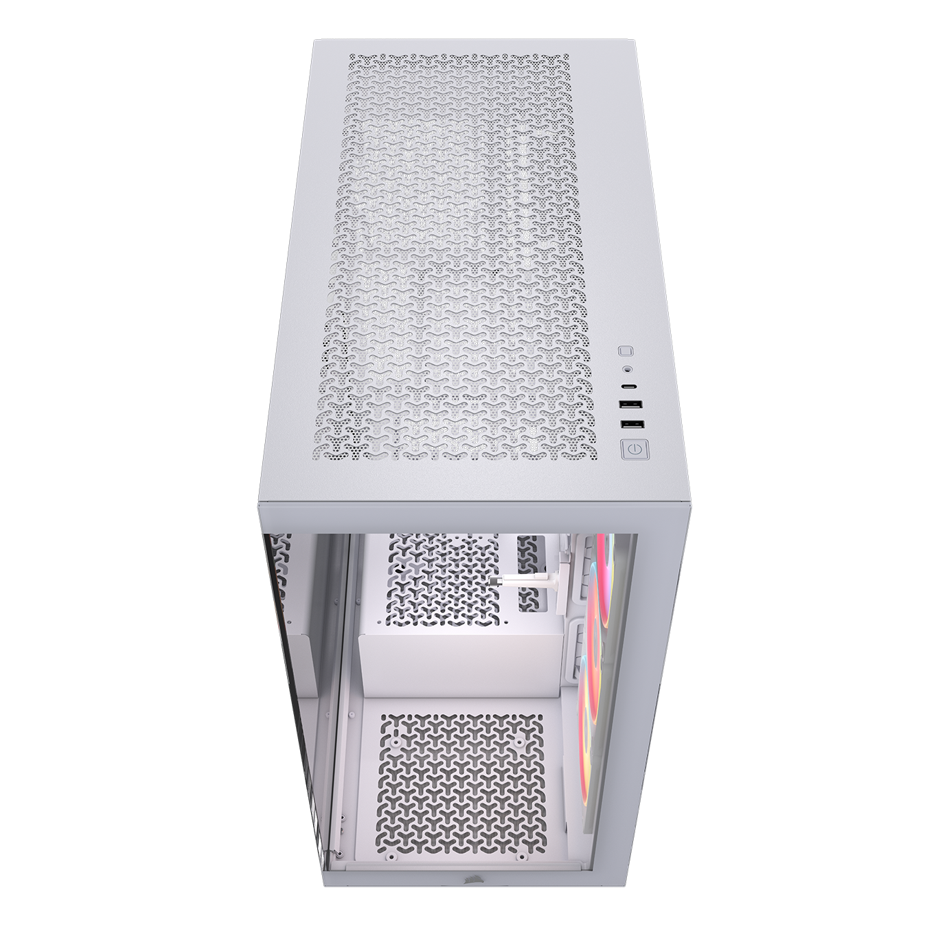 A large main feature product image of Corsair 3500X LX-R RGB LINK Mid Tower Case (White)