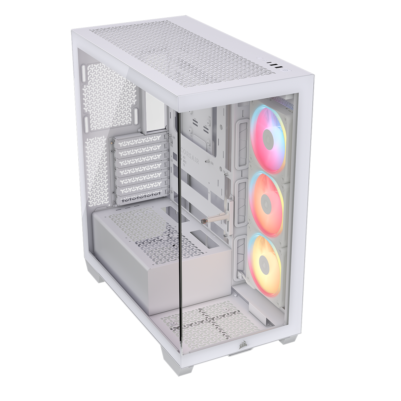 A large main feature product image of Corsair 3500X LX-R RGB LINK Mid Tower Case (White)