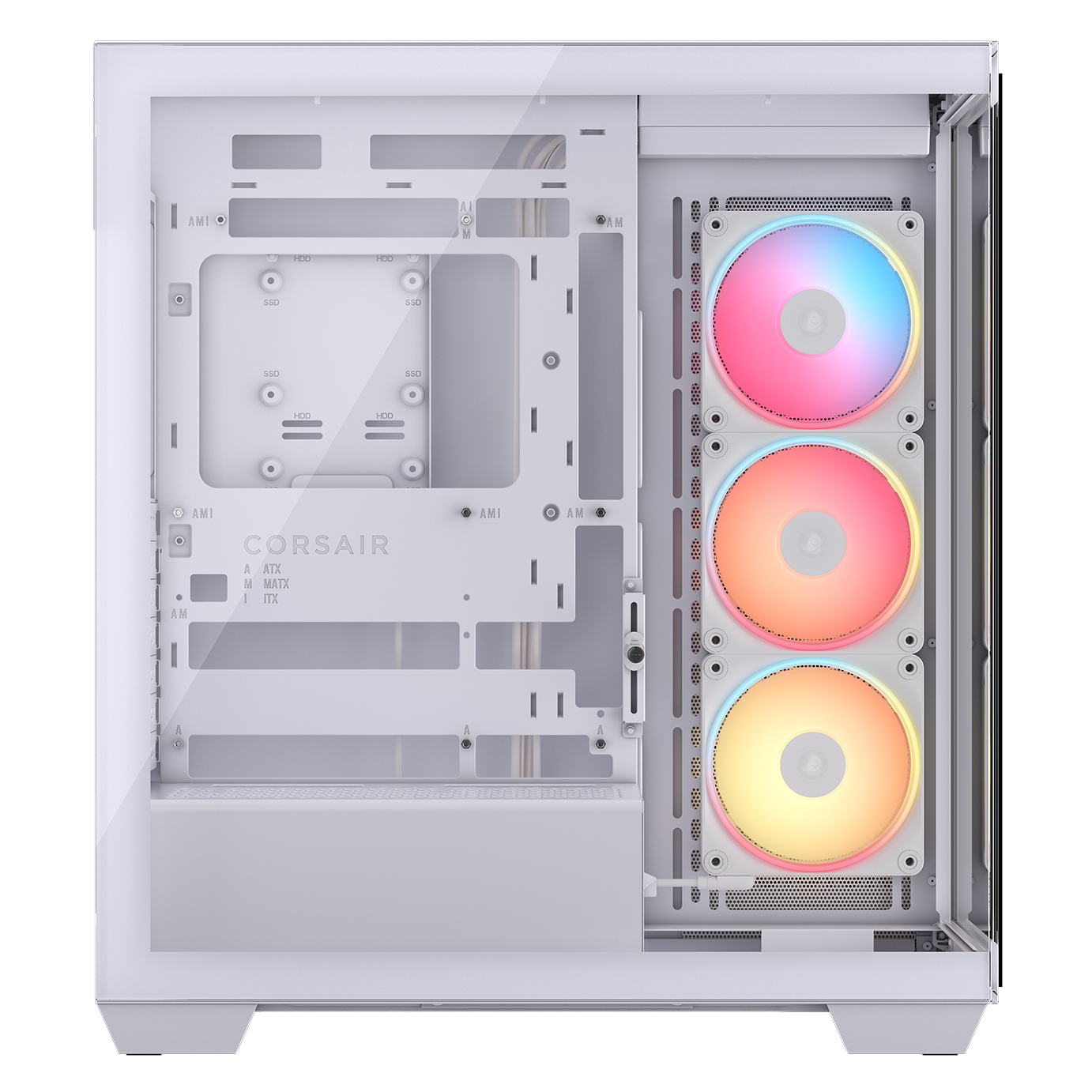 A large main feature product image of Corsair 3500X LX-R RGB LINK Mid Tower Case (White)