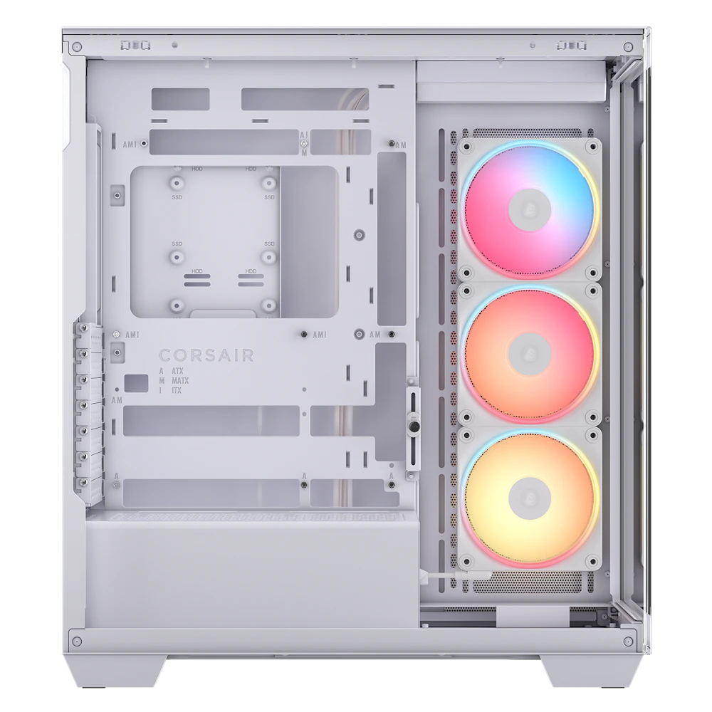 A large main feature product image of Corsair 3500X LX-R RGB LINK Mid Tower Case (White)
