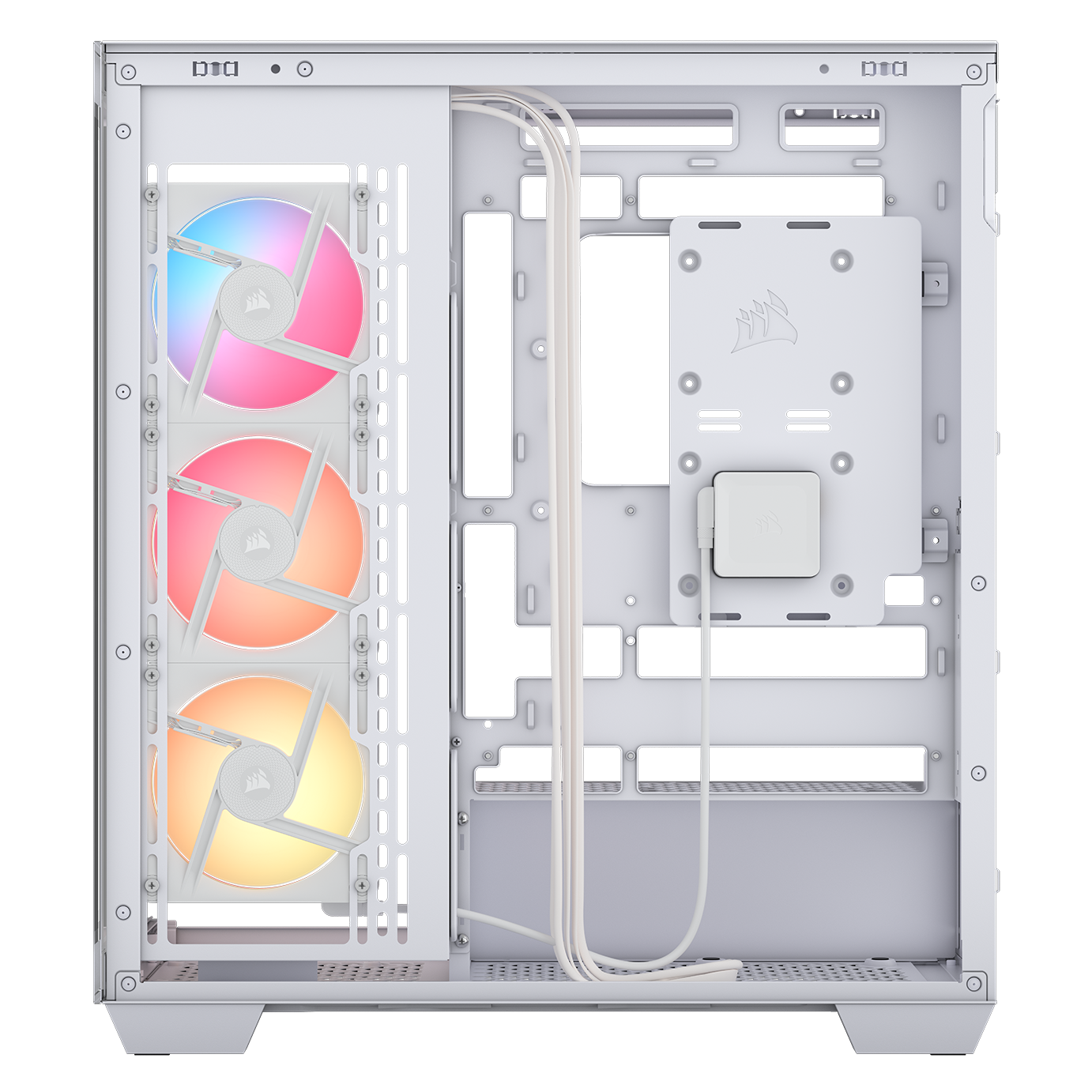A large main feature product image of Corsair 3500X LX-R RGB LINK Mid Tower Case (White)