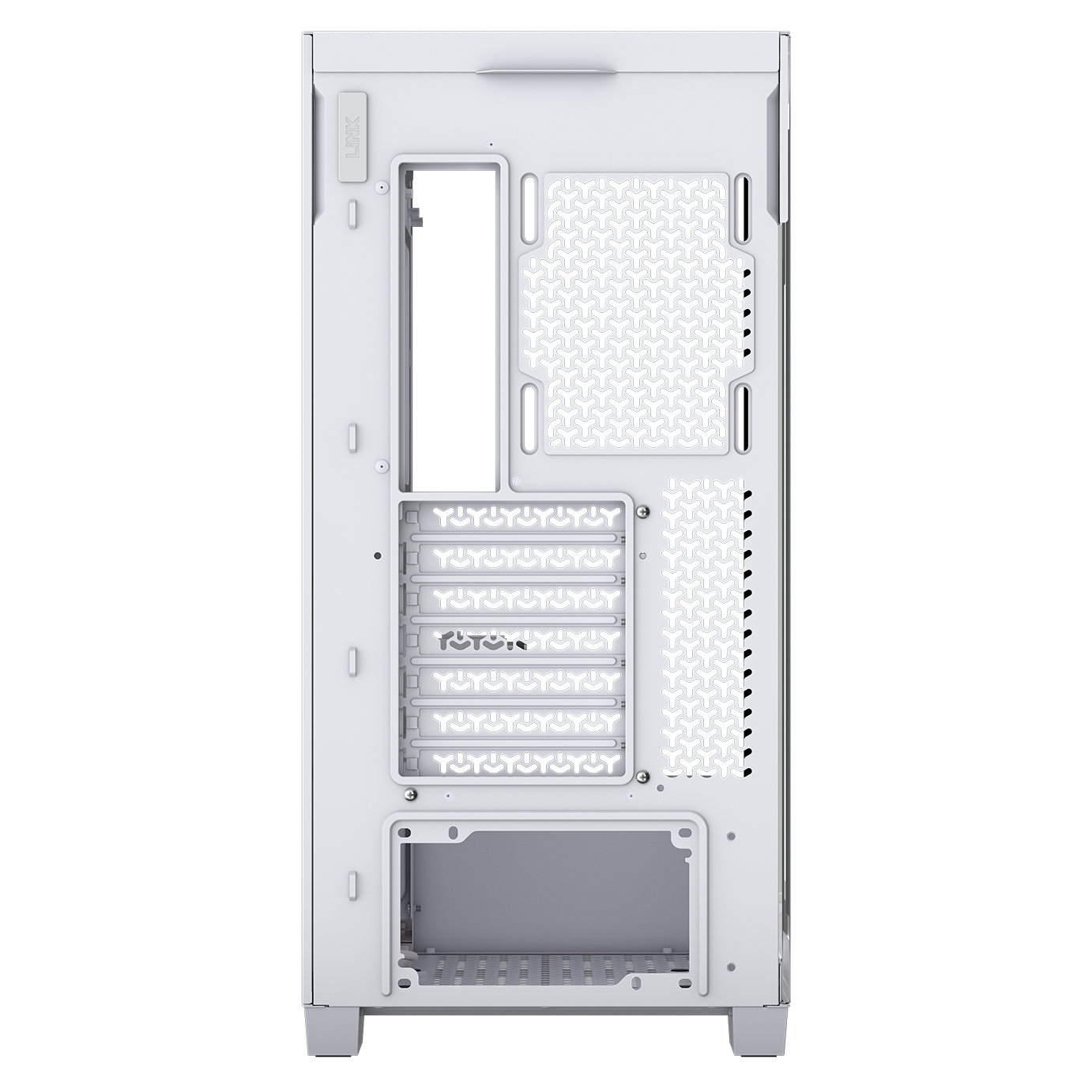 A large main feature product image of Corsair 3500X LX-R RGB LINK Mid Tower Case (White)