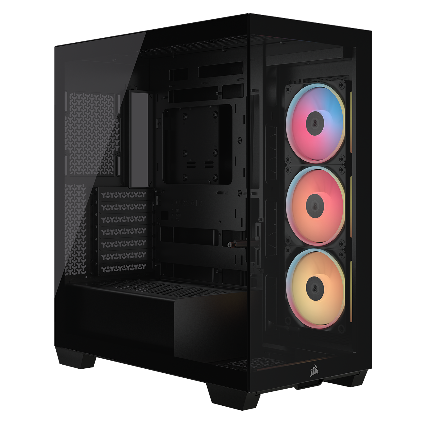 A large main feature product image of Corsair 3500X LX-R RGB LINK Mid Tower Case (Black)