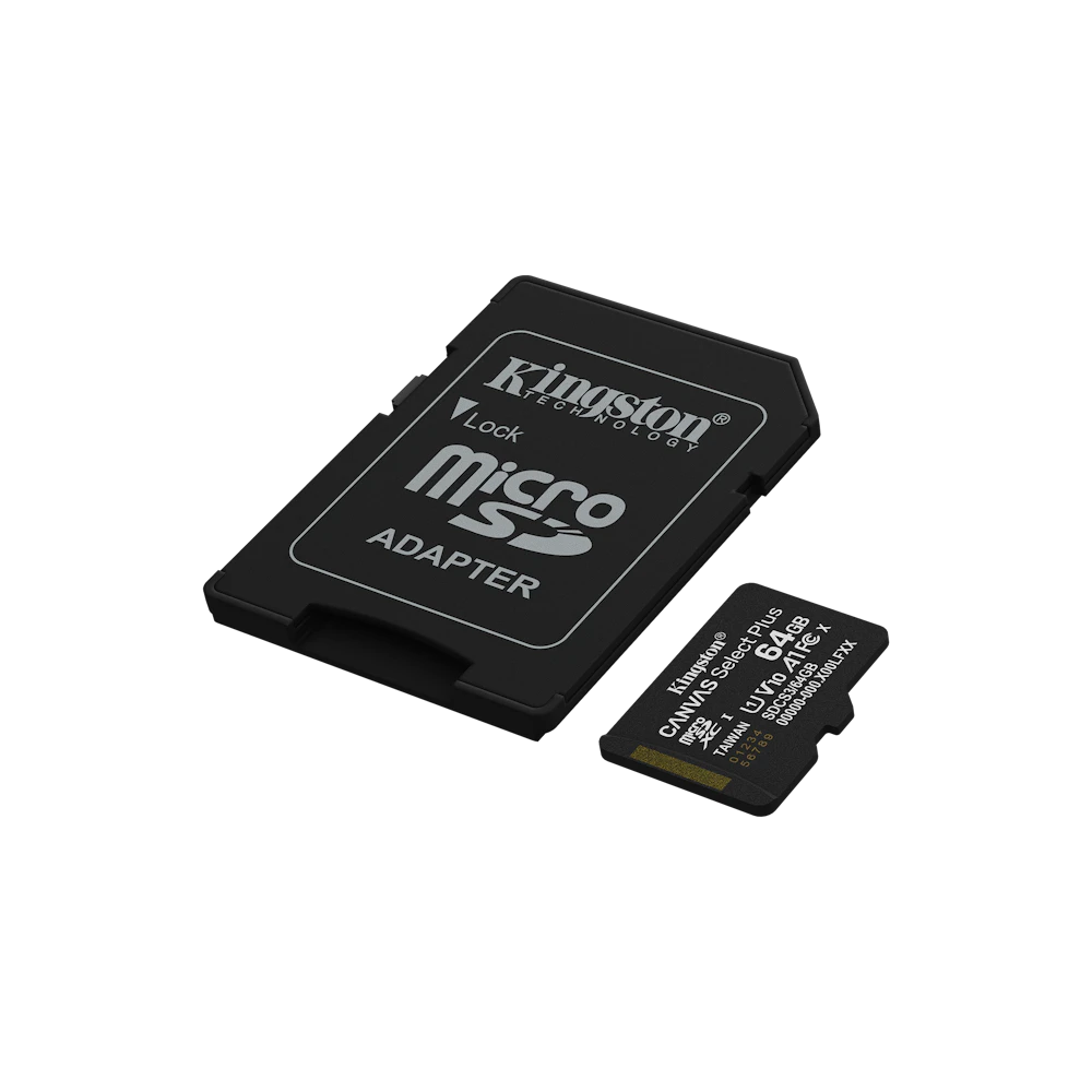 A large main feature product image of Kingston Canvas Select Plus microSDXC U1 V10 A1 UHS-1 microSD Card - 64GB
