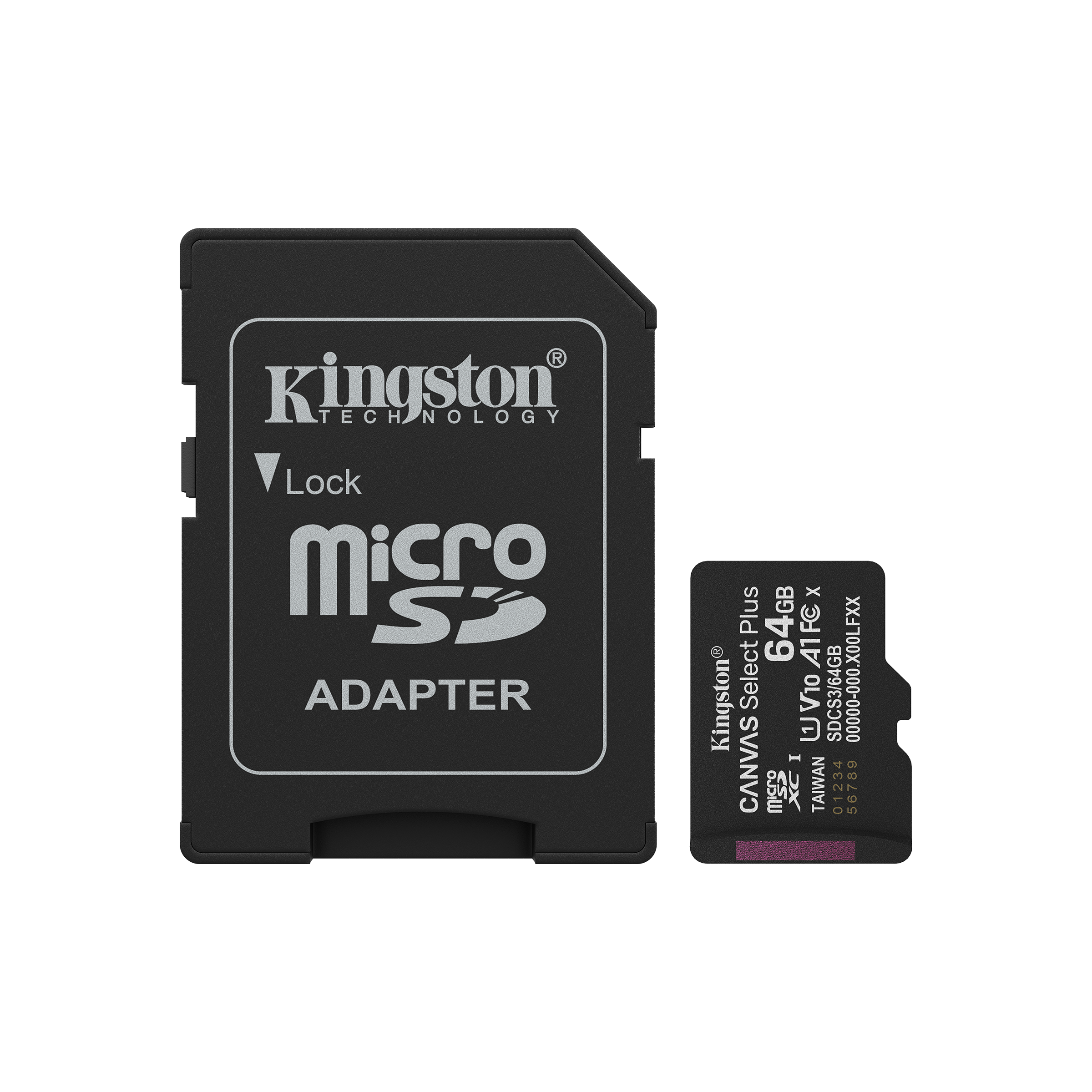 A large main feature product image of Kingston Canvas Select Plus 64GB microSDXC U1 V10 A1 UHS-1 microSD Card