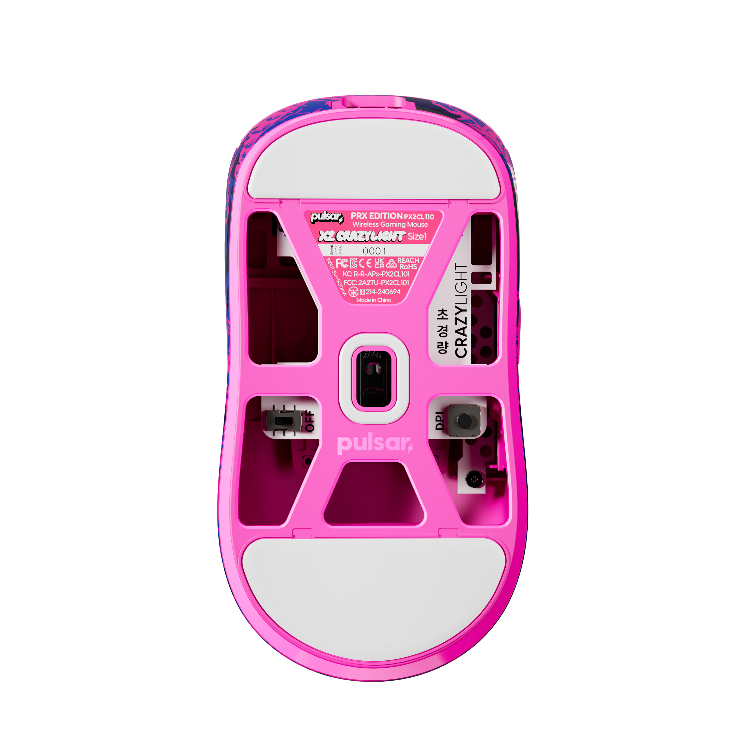 A large main feature product image of Pulsar X2 CrazyLight - 36g Ultra-Lightweight Wireless Gaming Mouse (PRX Edition)