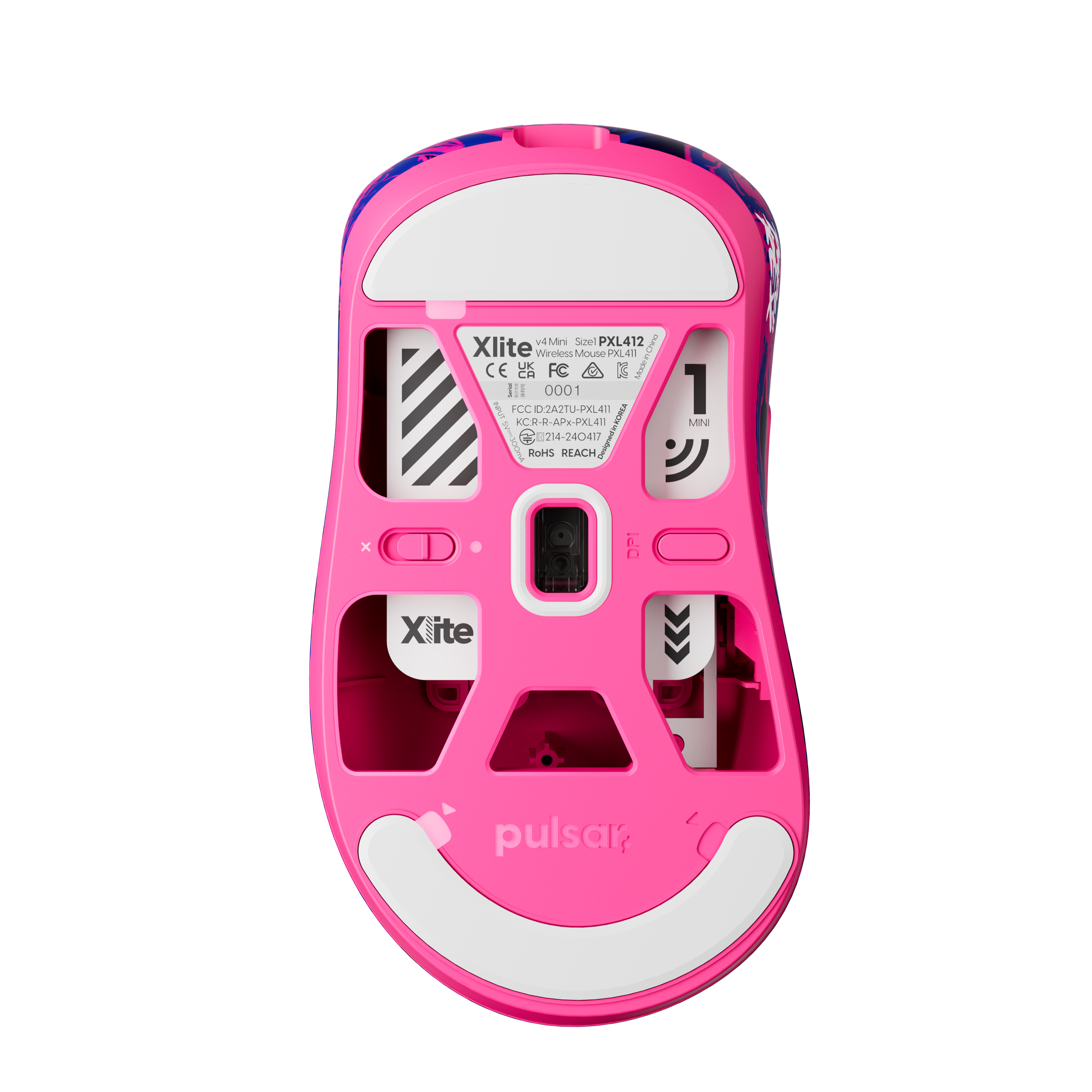 A large main feature product image of Pulsar Xlite v4 Mini - 52g Lightweight Wireless Gaming Mouse (PRX Edition)